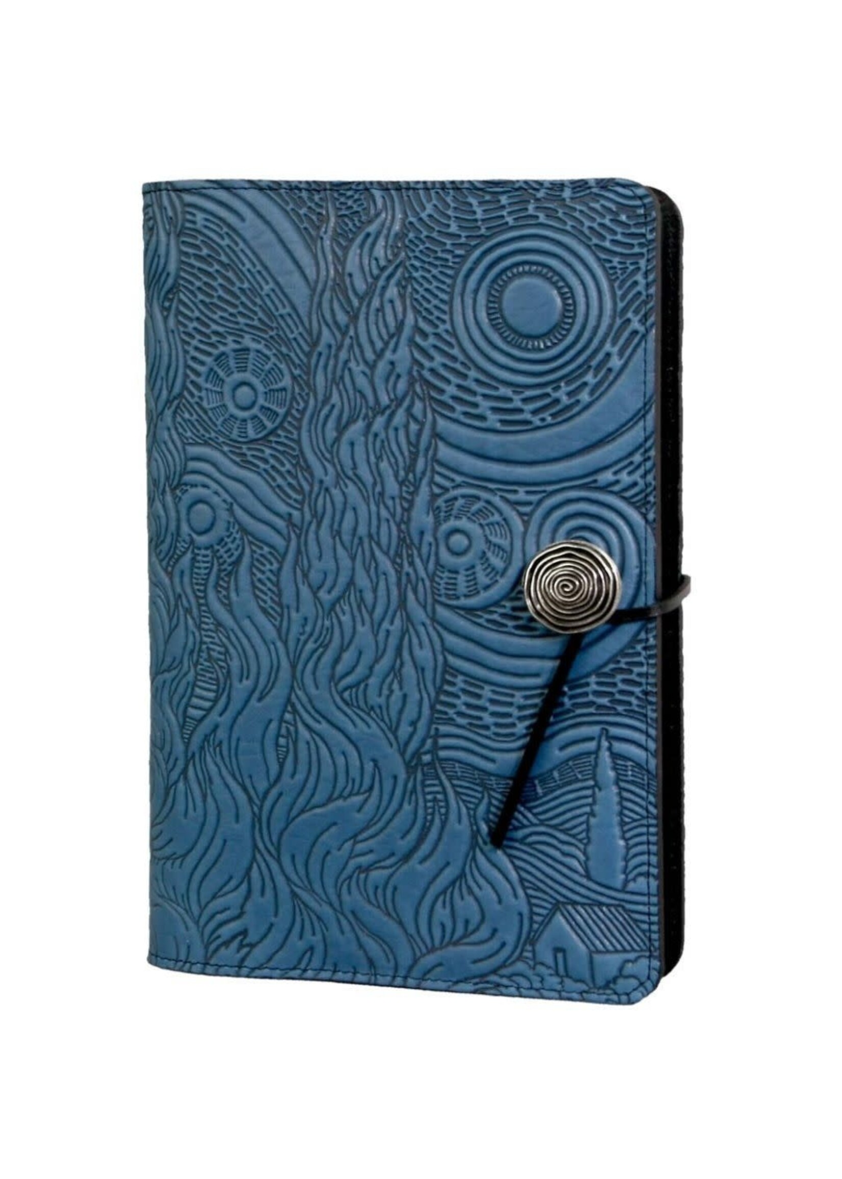 Oberon Design Large Leather Refillable - Journal Van Gogh's Sky - Blue