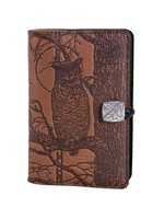 Oberon Design Oberon Small Leather Journal - Horned Owl - Saddle Brown