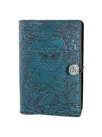 Oberon Design Oberon Small Leather Journal - Bee Garden -Blue
