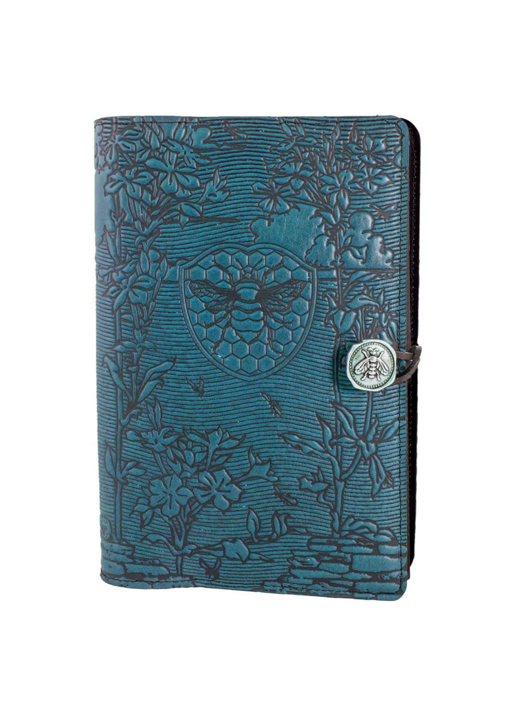 Oberon Design Oberon Small Leather Journal - Bee Garden -Blue