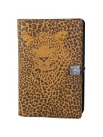 Oberon Design Small Leather Refillable Journal - Leopard - Marigold Yellow