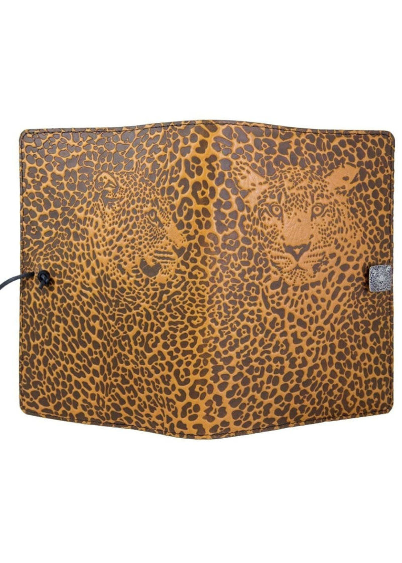 Oberon Design Small Leather Refillable Journal - Leopard - Marigold Yellow
