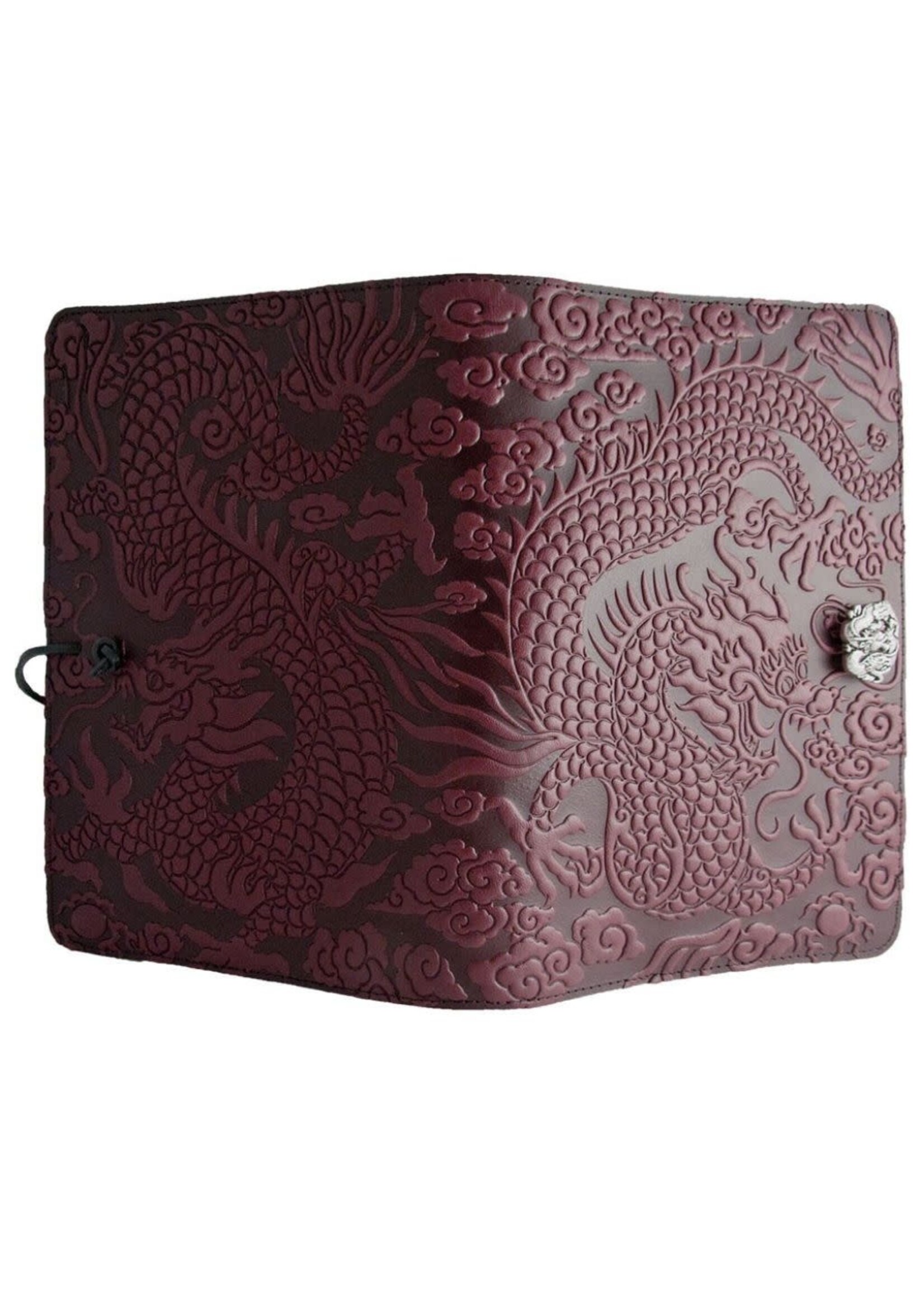 Oberon Design Small Leather Refillable Journal - Cloud Dragon - Wine