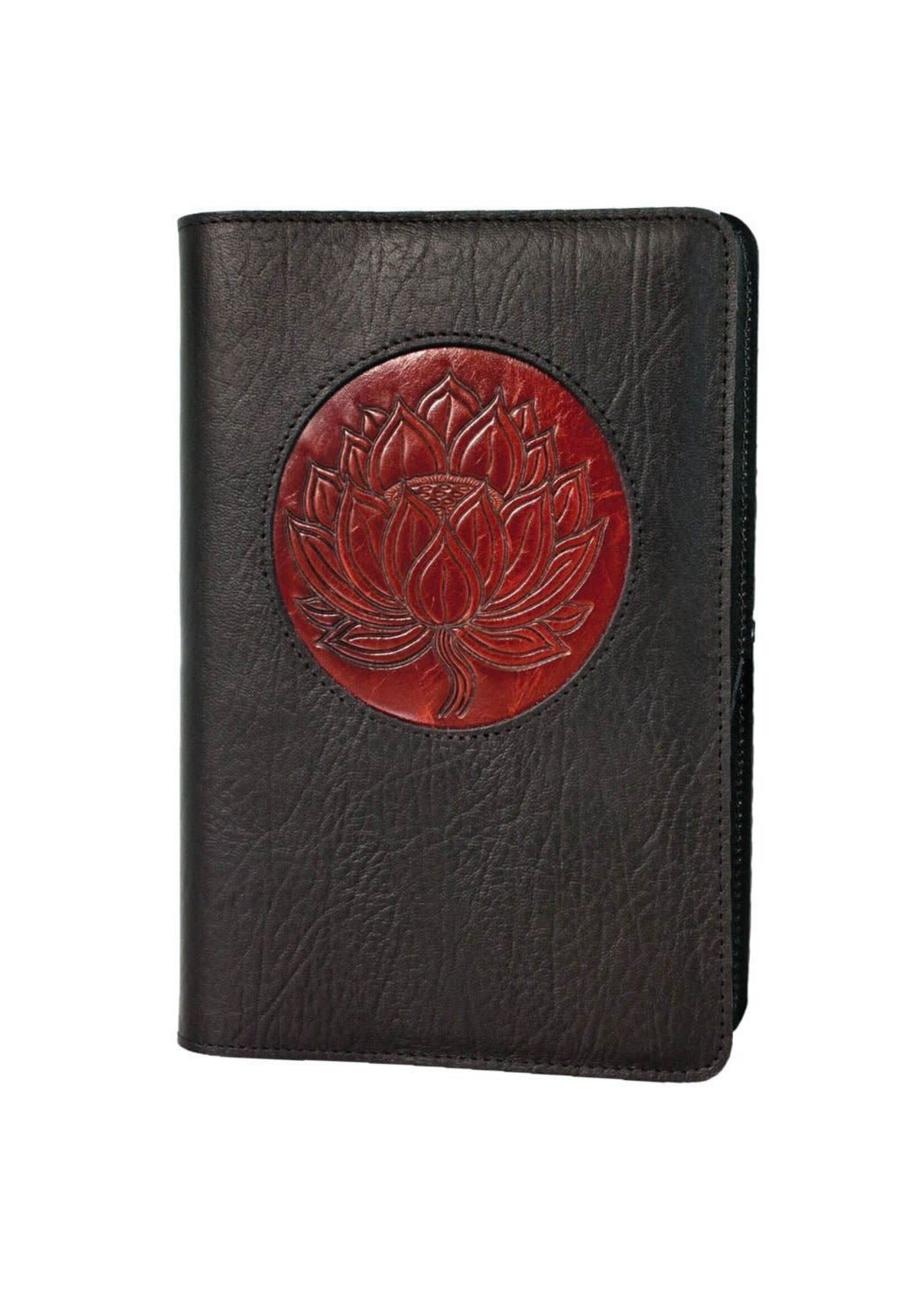 Oberon Design Large Leather Icon Refillable Journal - Lotus