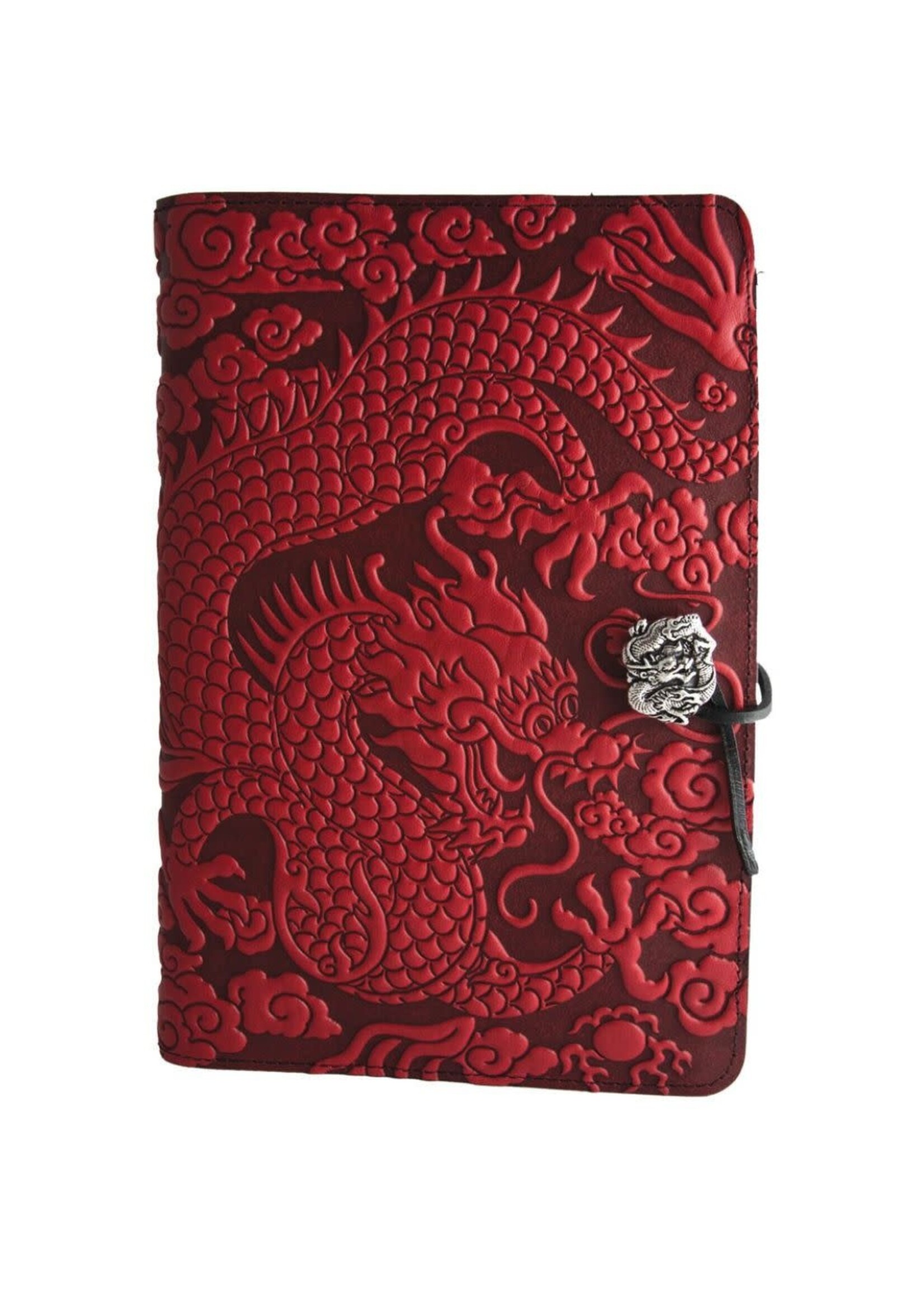 Oberon Design Oberon Large Leather Journal - Cloud Dragon - Red
