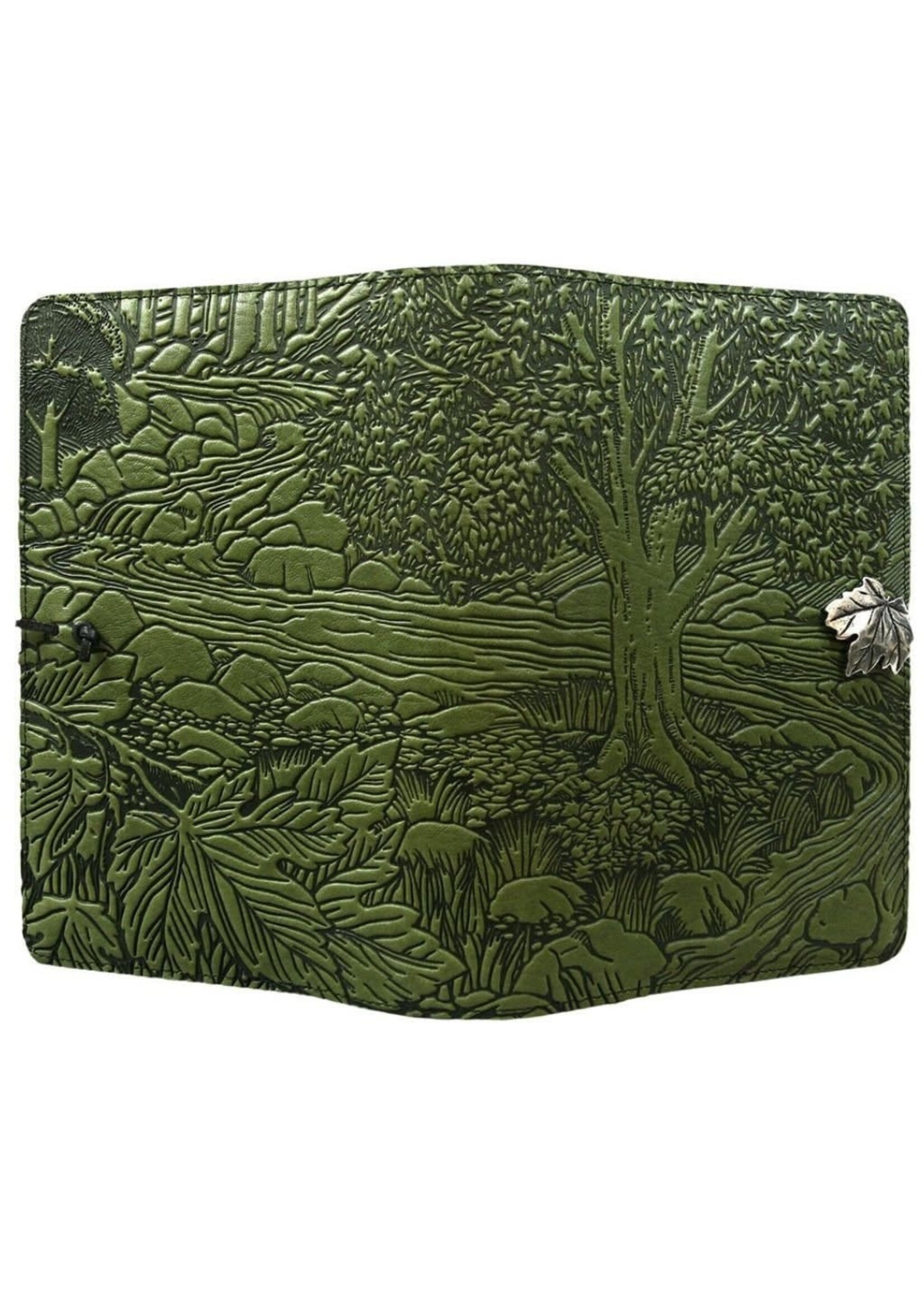 Oberon Design Large Leather Refillable Journal - Creekbed Maple - Fern Green