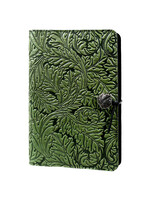 Oberon Design Large Leather Refillable Journal - Acanthus Leaf - Fern Green