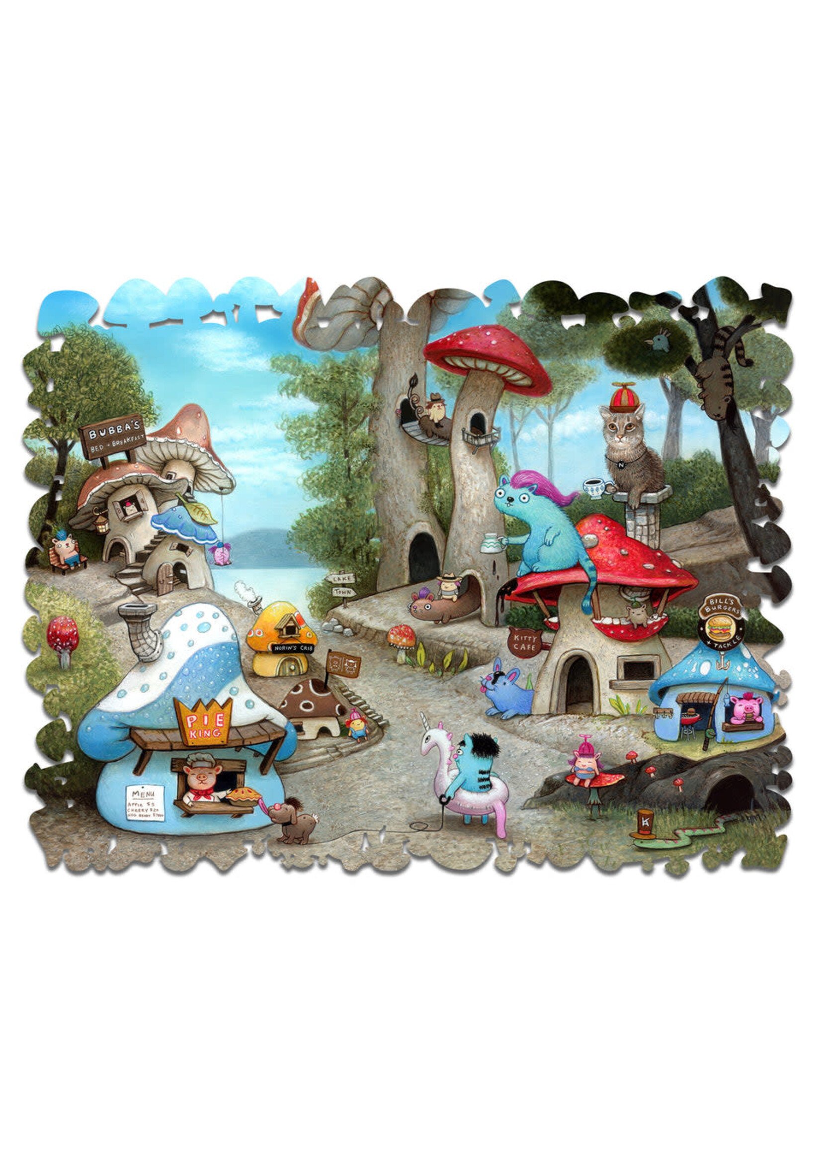 Artifact Puzzles Kristian Adam "Shroom Town" Wooden Jigsaw Puzzle