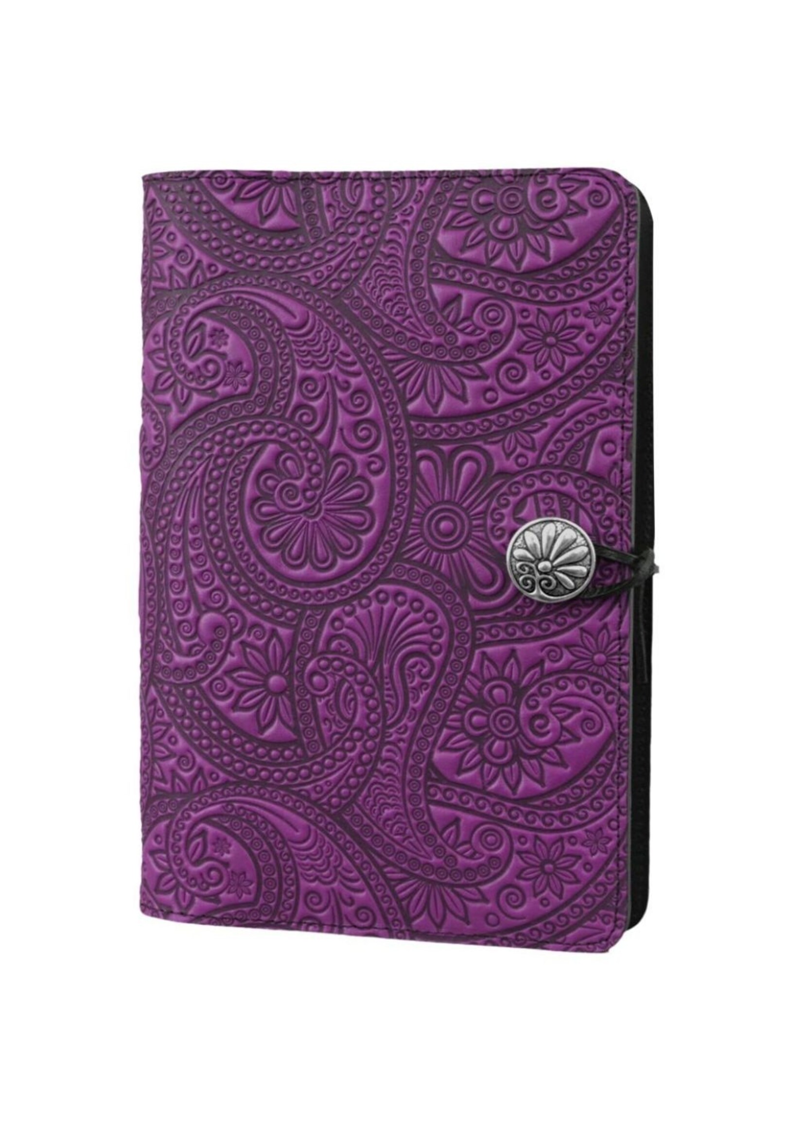 Oberon Design Large Refillable Leather Journal - Paisley - Orchid