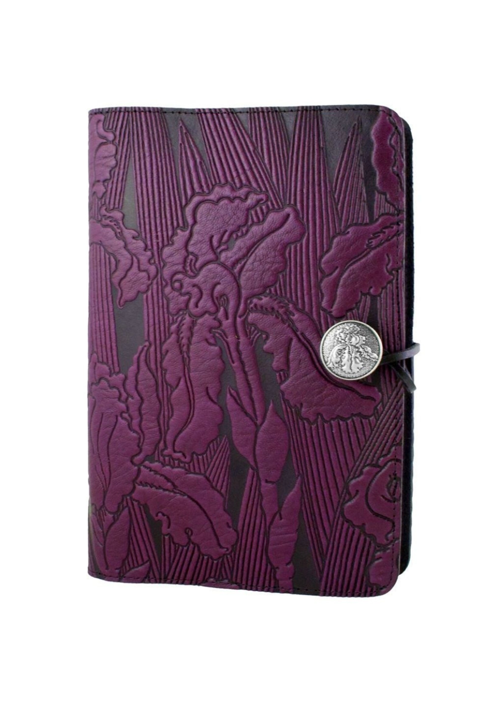 Oberon Design Large Refillable Leather Journal- Iris- Orchid