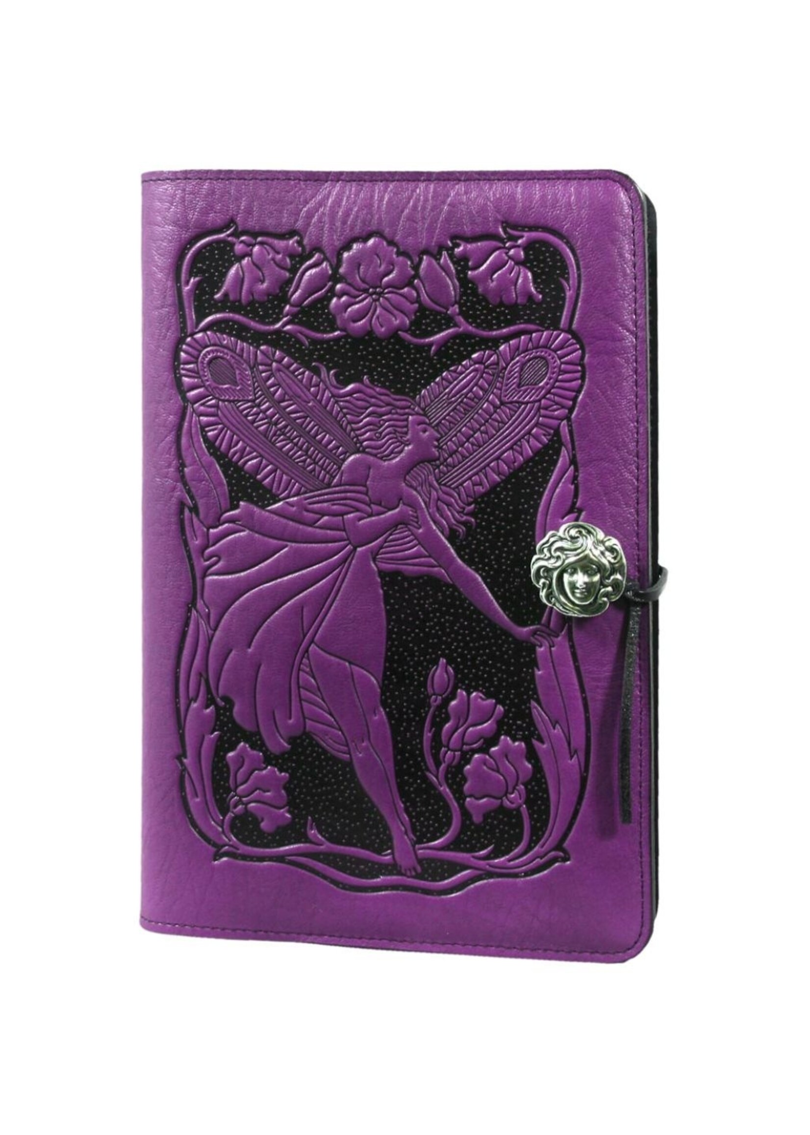 Oberon Design Large Refillable Leather Journal - Fairy - Orchid