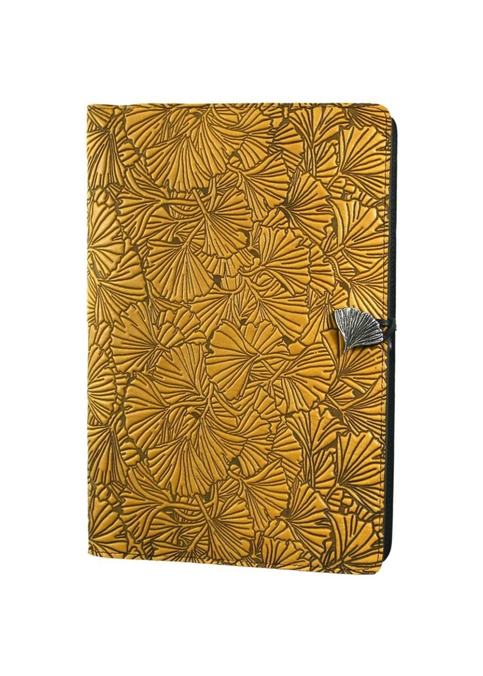 Oberon Design Large Refillable Leather Journal - Gingko - Marigold
