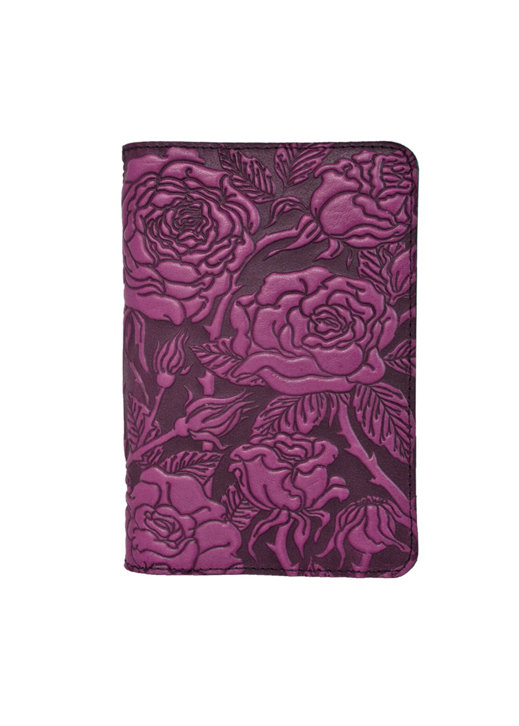 Oberon Design Pocket Refillable Leather Journal Cover - Wild Rose - Orchid