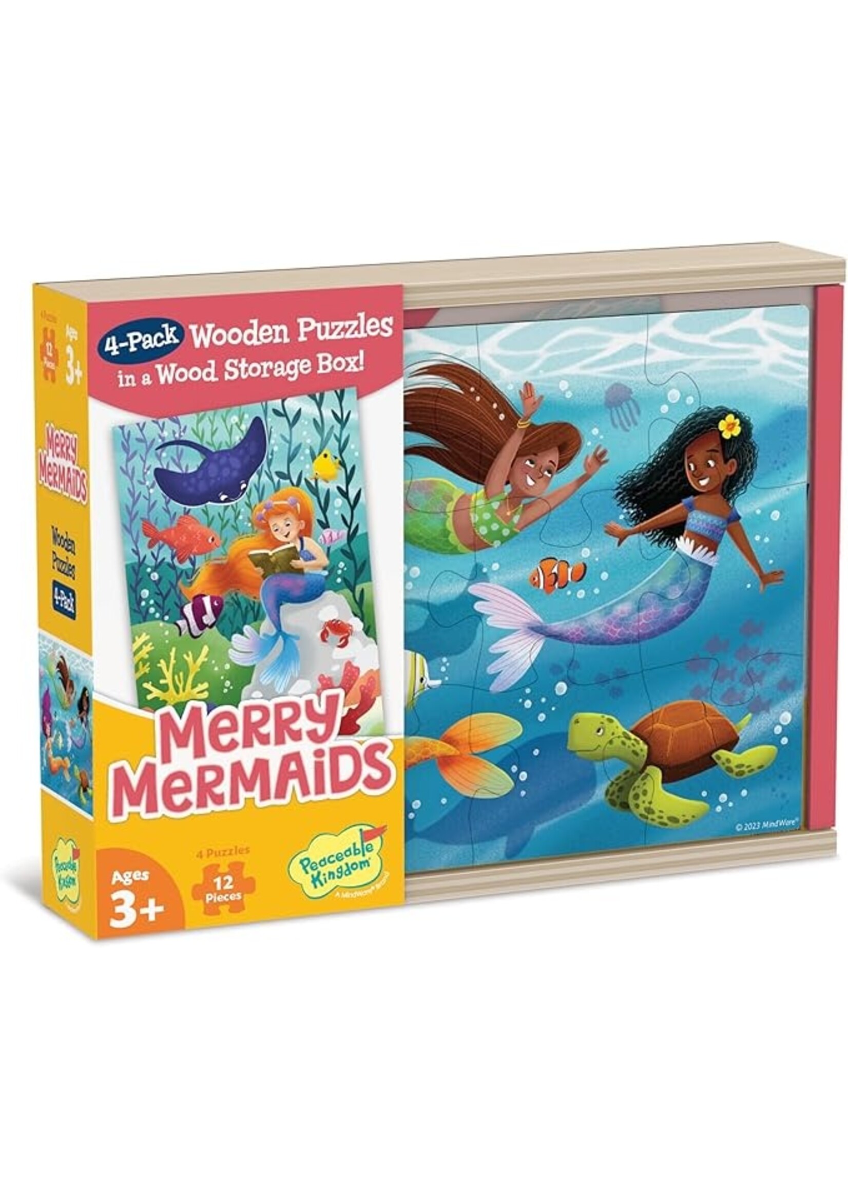 Peaceable Kingdom Merry Mermaids 4x12piece Puzzle