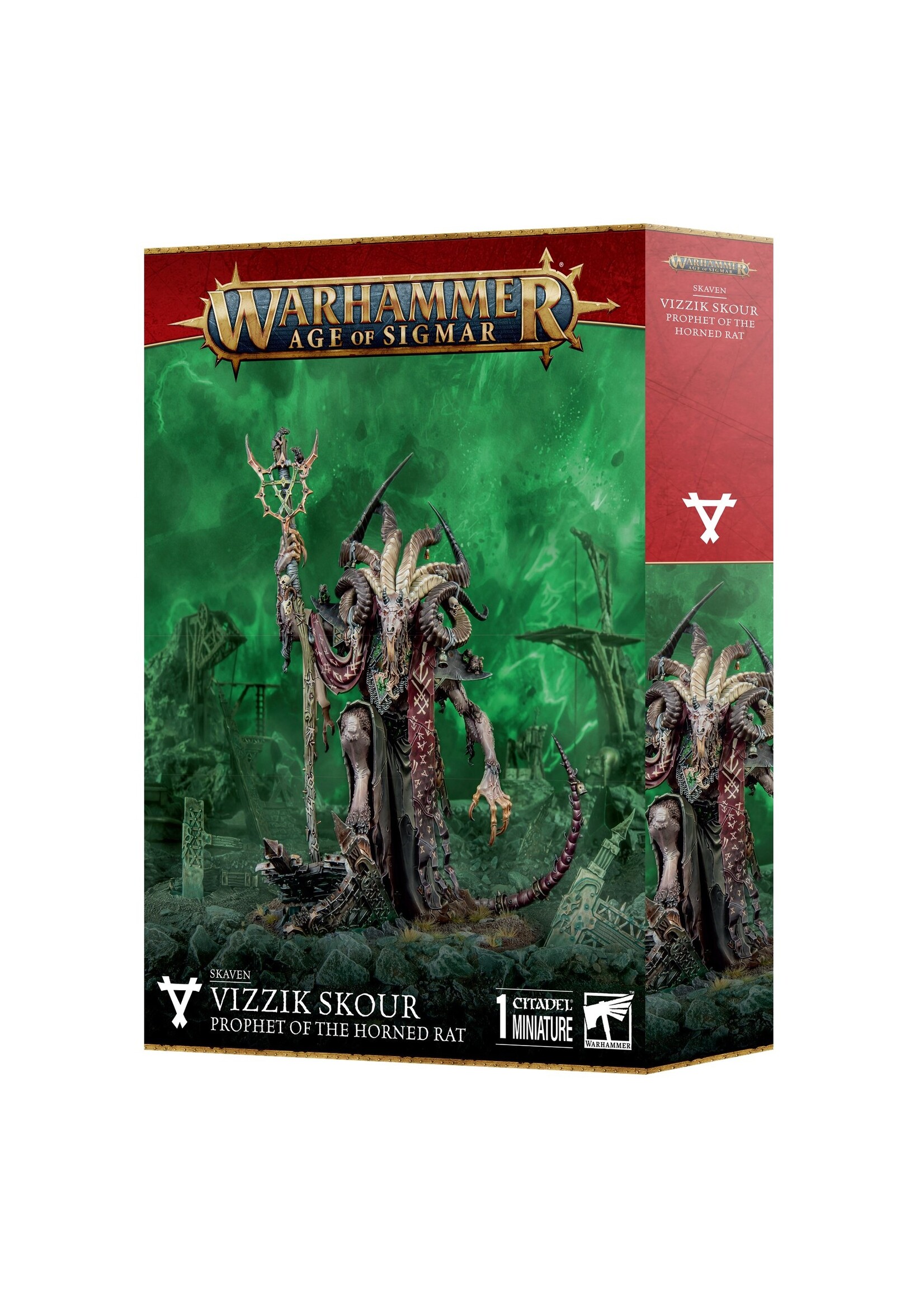 Games Workshop Age of Sigmar: Skaven- Vizzik Skour Prophet Horned Rat