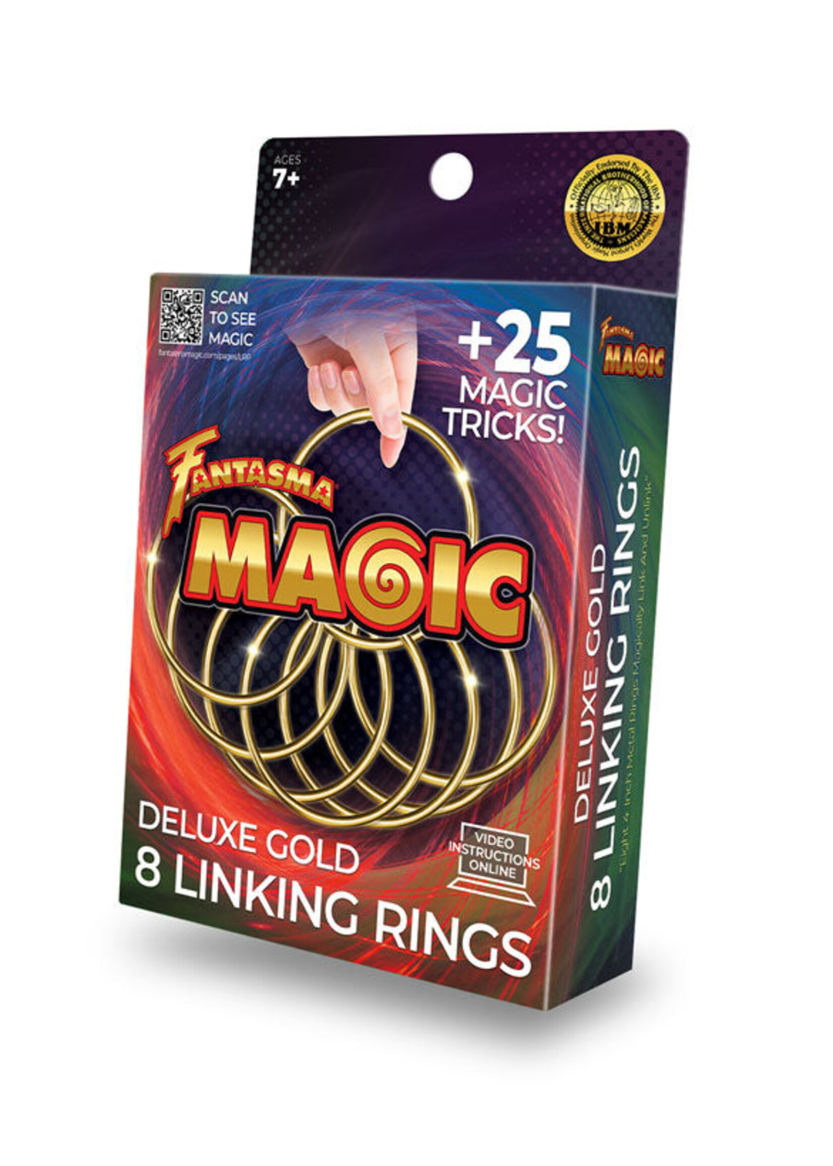Fantasma Deluxe Gold 8 Linking Rings + 25 Magic Tricks
