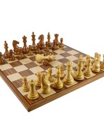 Worldwise Imports Chess Set - Majestic Acacia/Boxwood Pieces on Walnut & Maple Veneer Board