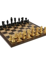 Worldwise Imports Chess Set - Small Black French Chessmen on Ebony Veneer Board