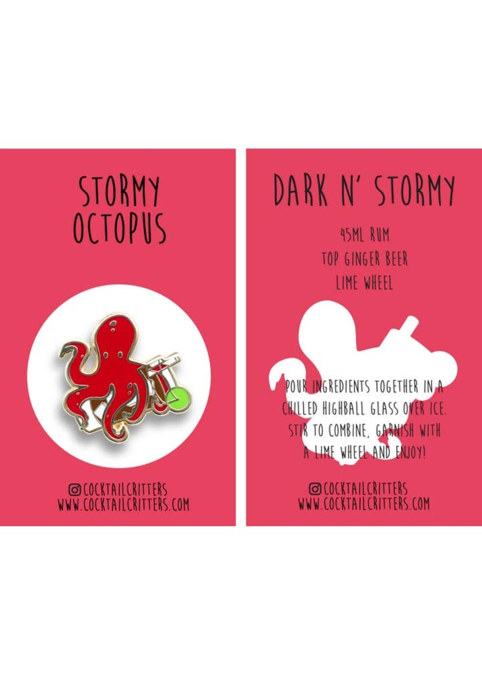Cocktail Critters Octopus x Dark n' Stormy Pin
