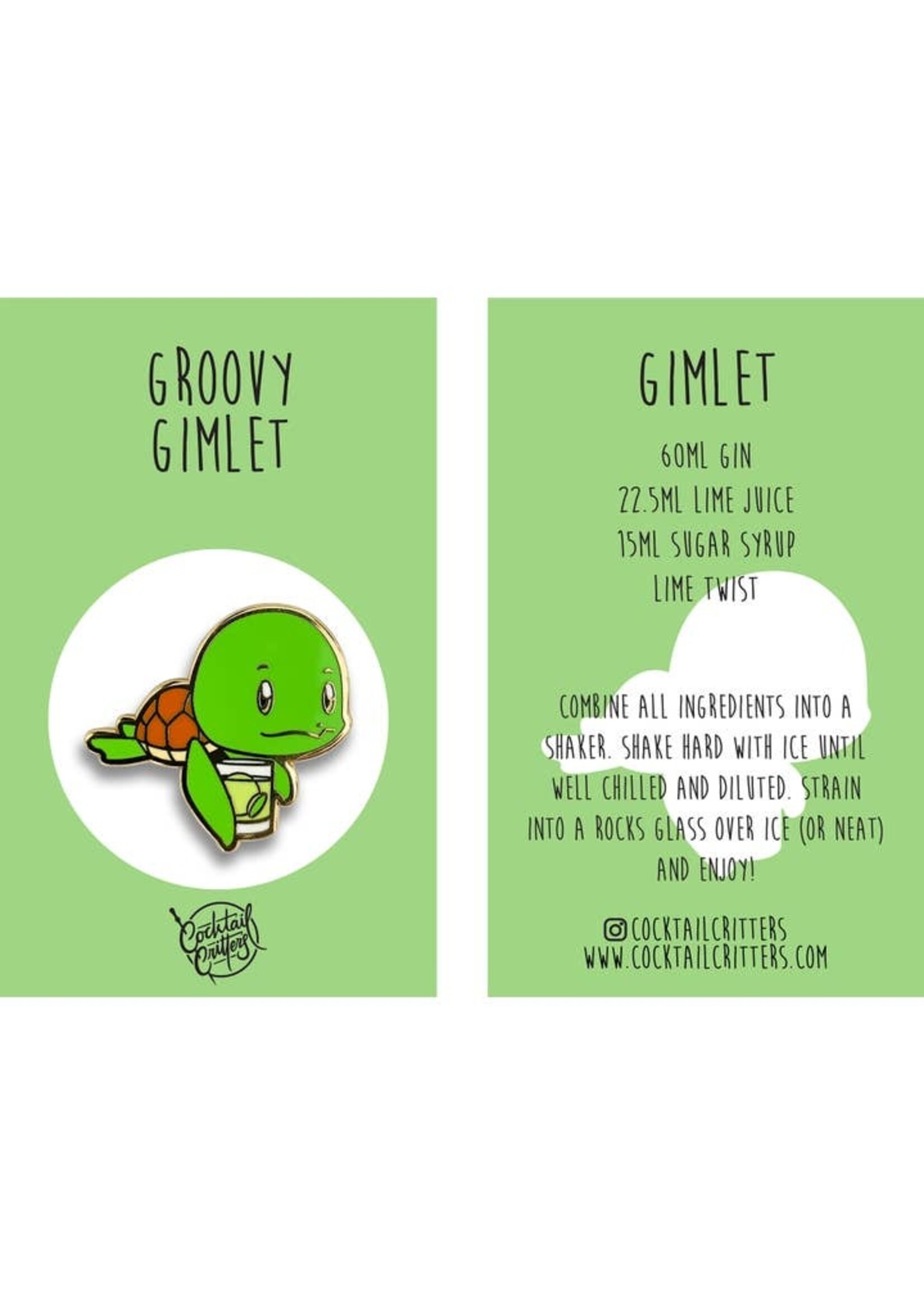 Cocktail Critters Groovy Gimlet Turtle Enamel Pin