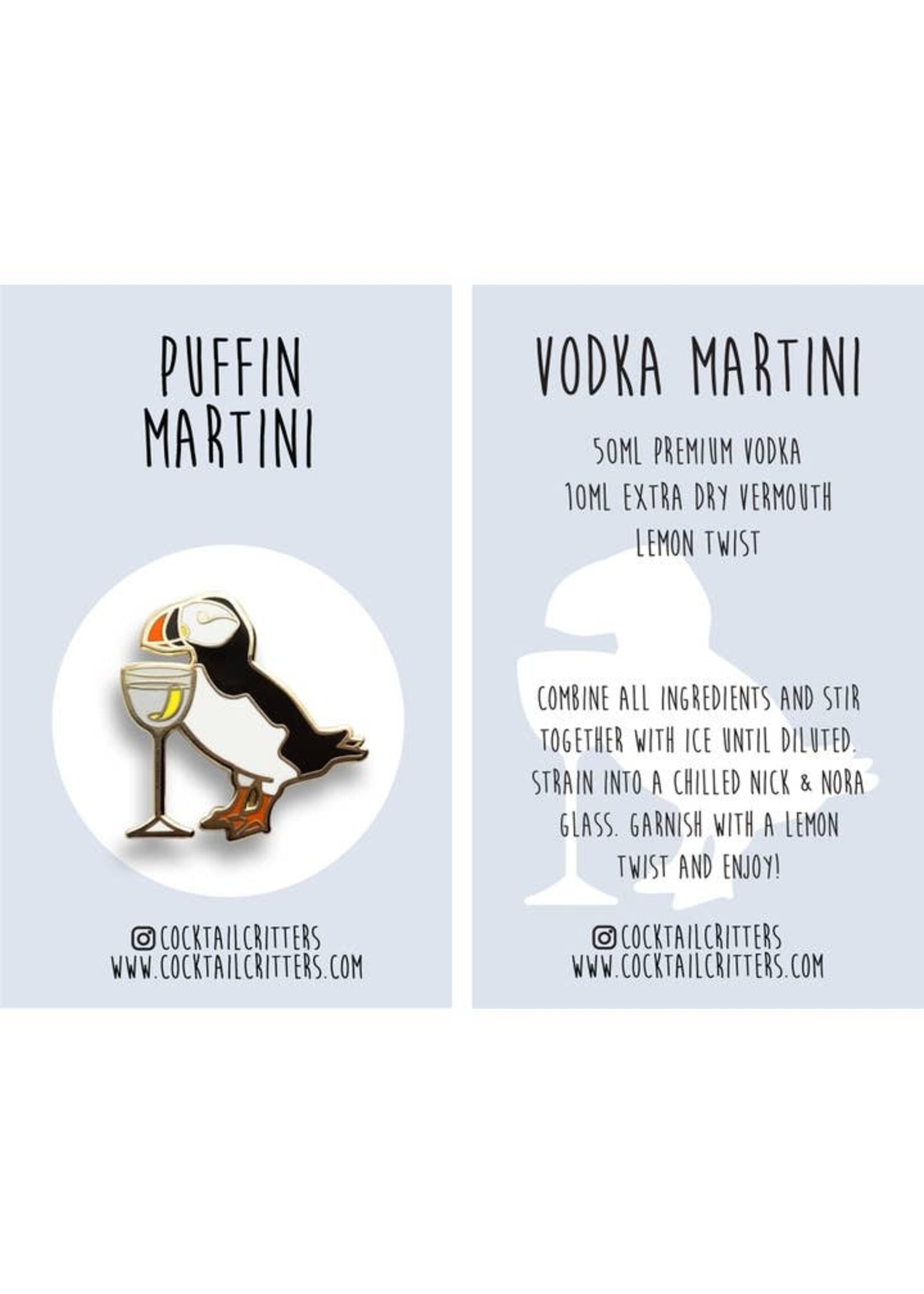 Cocktail Critters Vodka Martini Puffin Pin