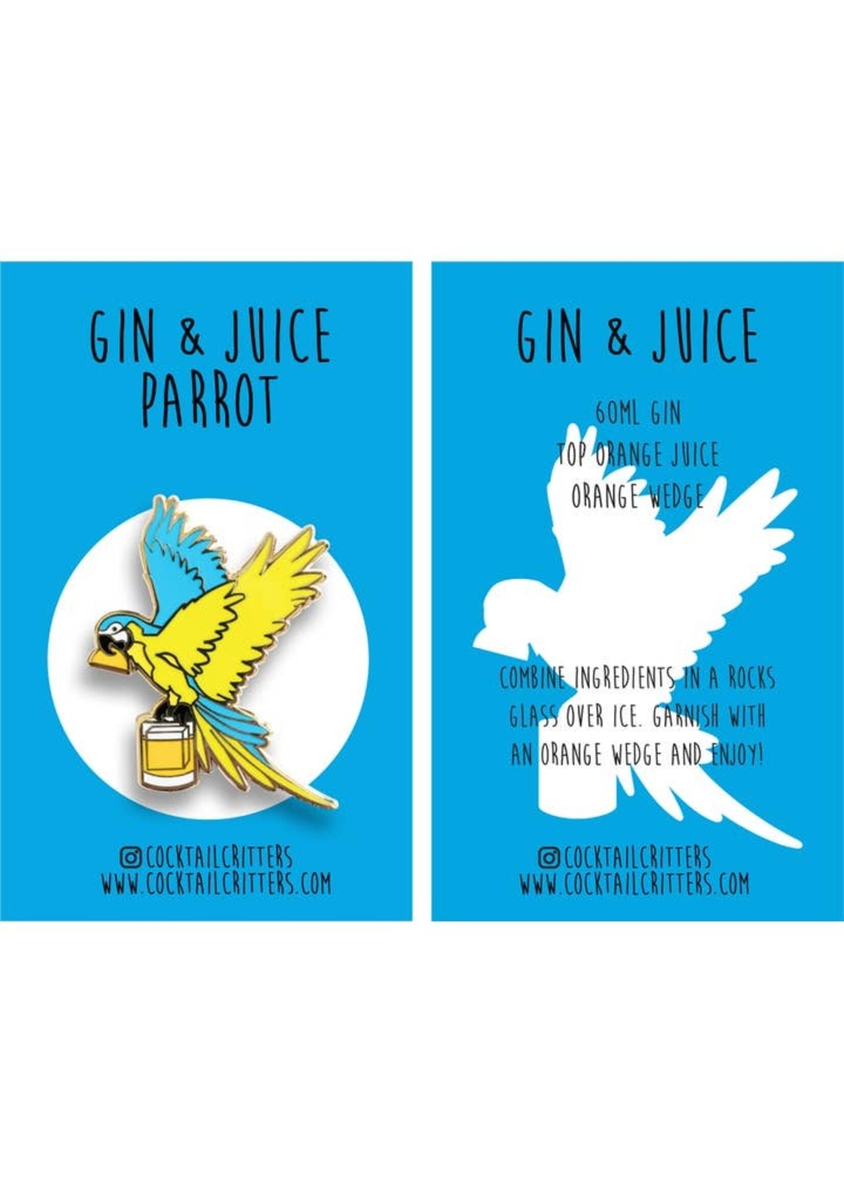 Cocktail Critters Gin & Juice Parrot Pin