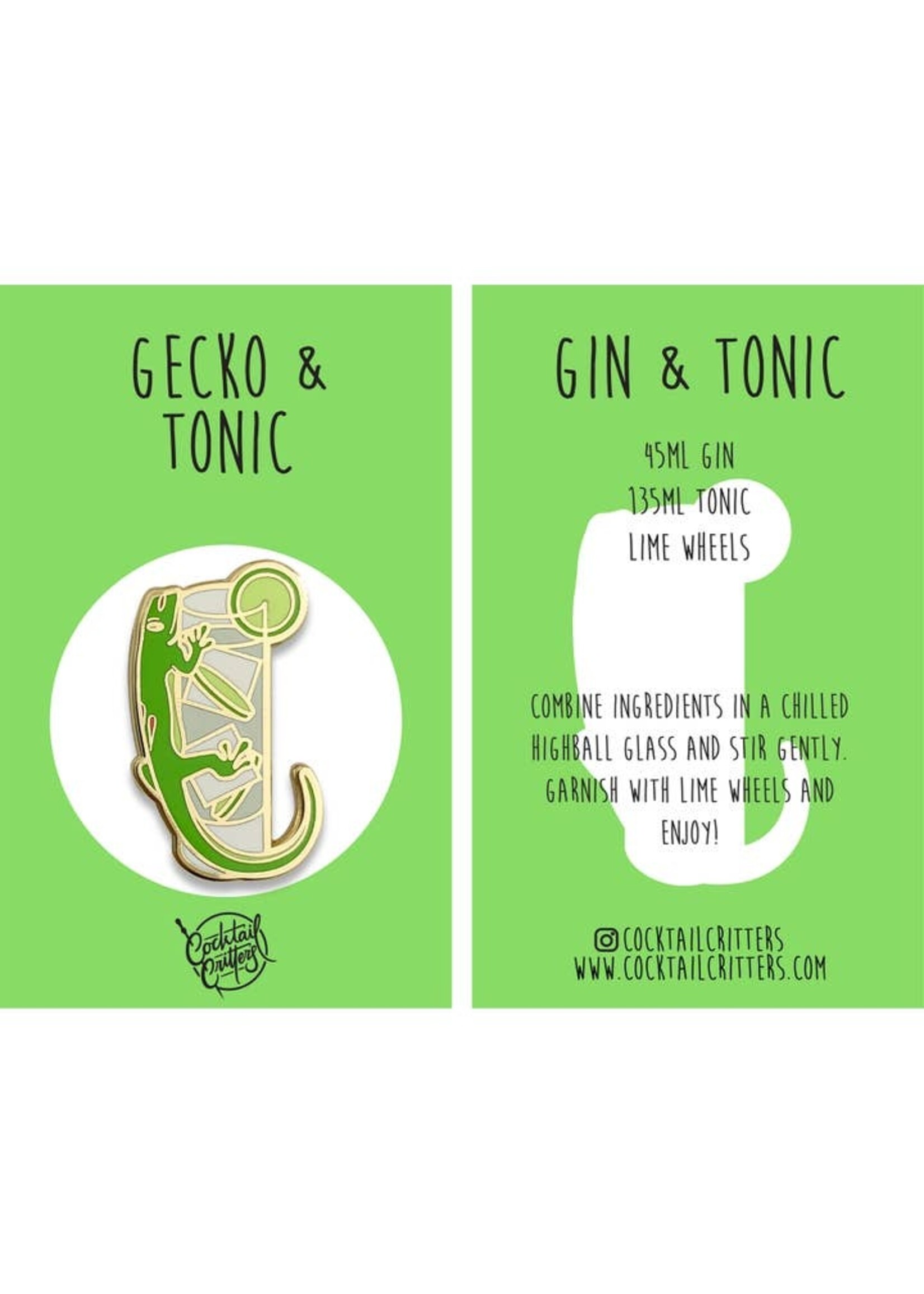 Cocktail Critters Gecko Gin & Tonic Pin