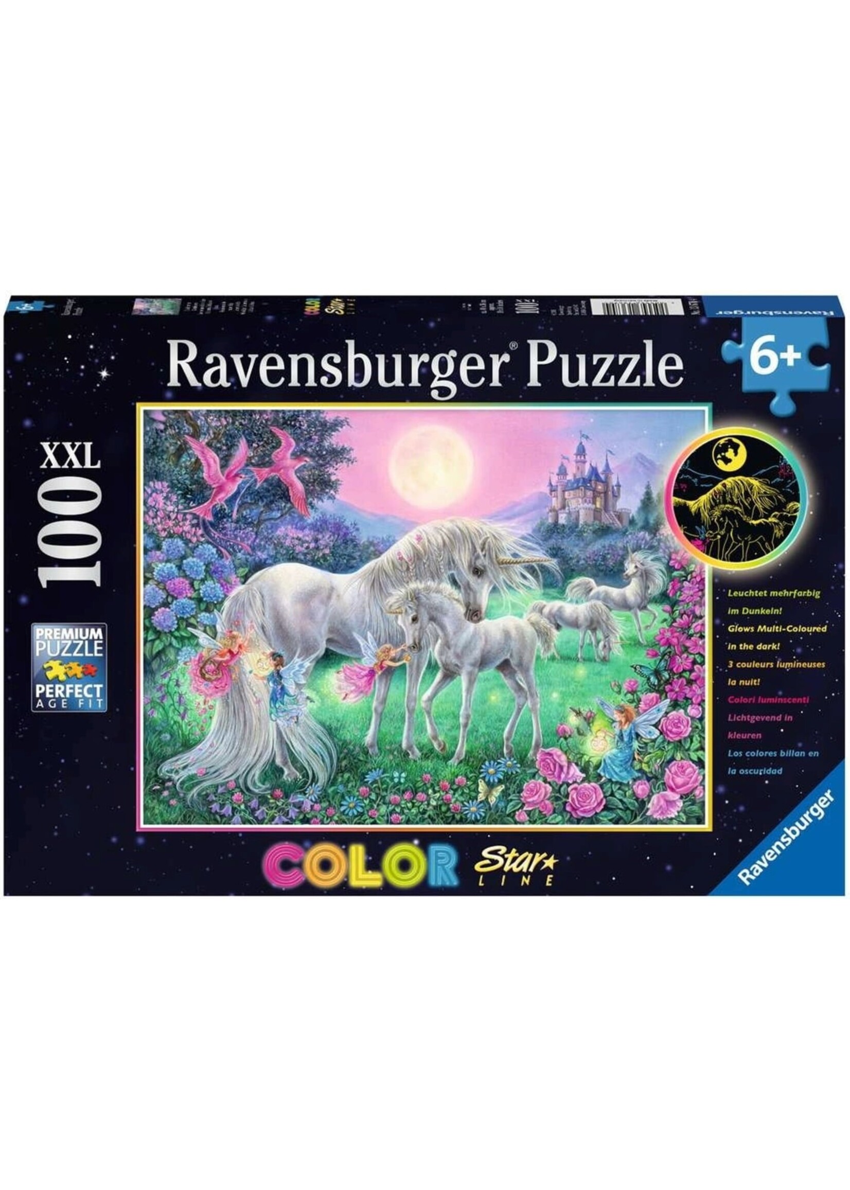 Ravensburger "Unicorns in the Moonlight" Glow in the Dark 100 Piece Puzzle
