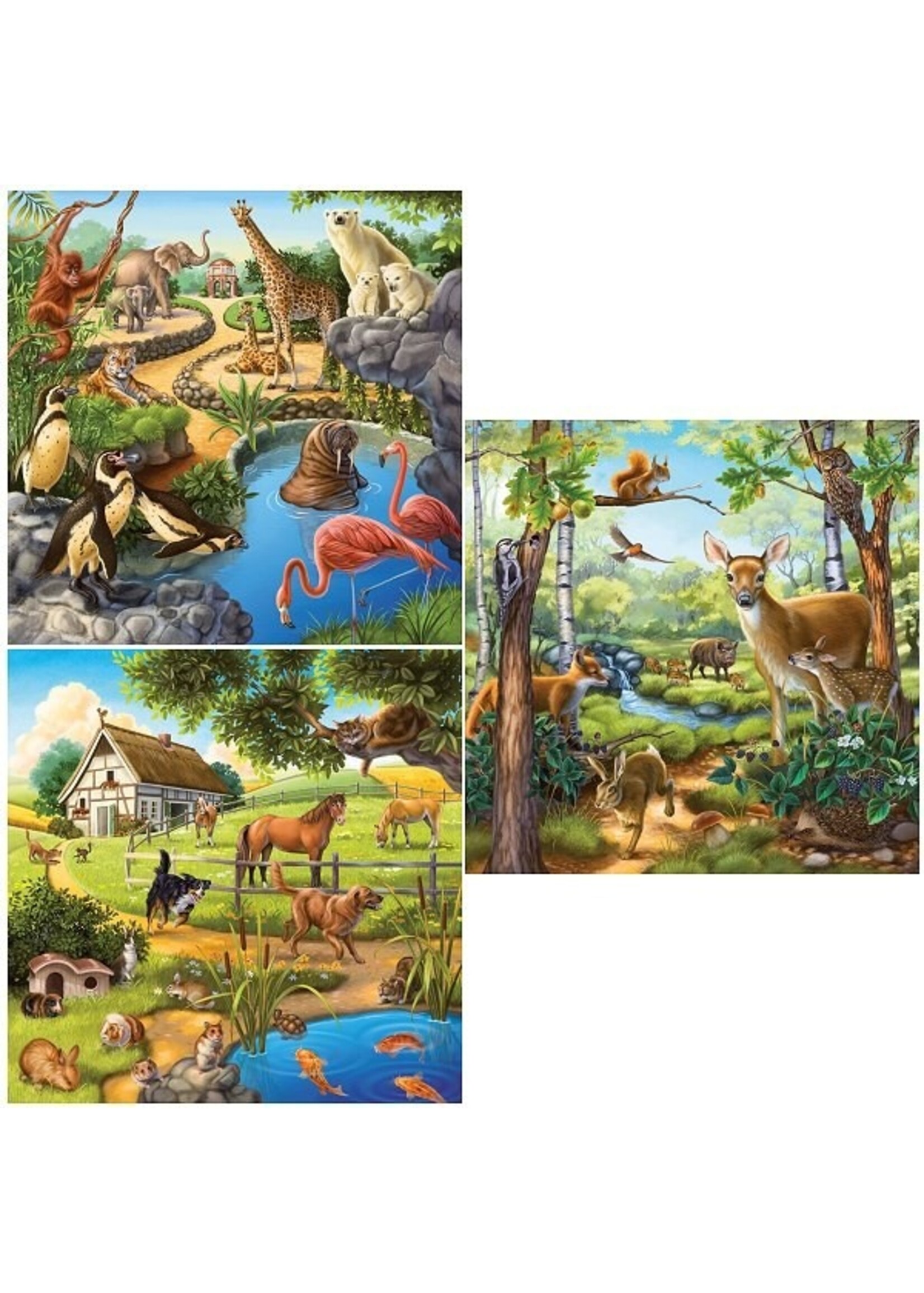 Ravensburger "Forest/Zoo Domestic Animals" 3X 49 Piece Puzzles