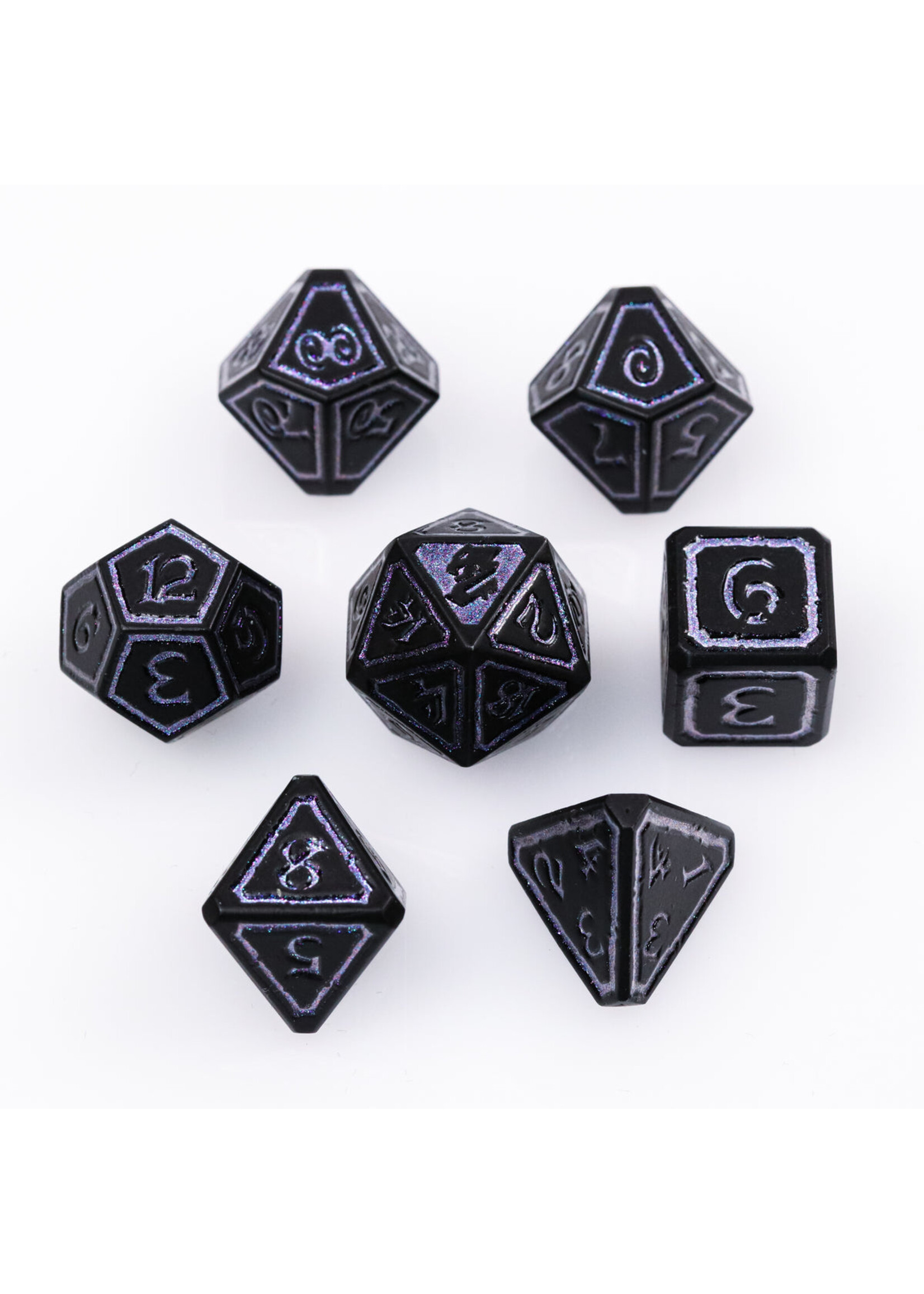 Die Hard Dice 7pc Metal RPG Dice - Mages Guild - Necromancy