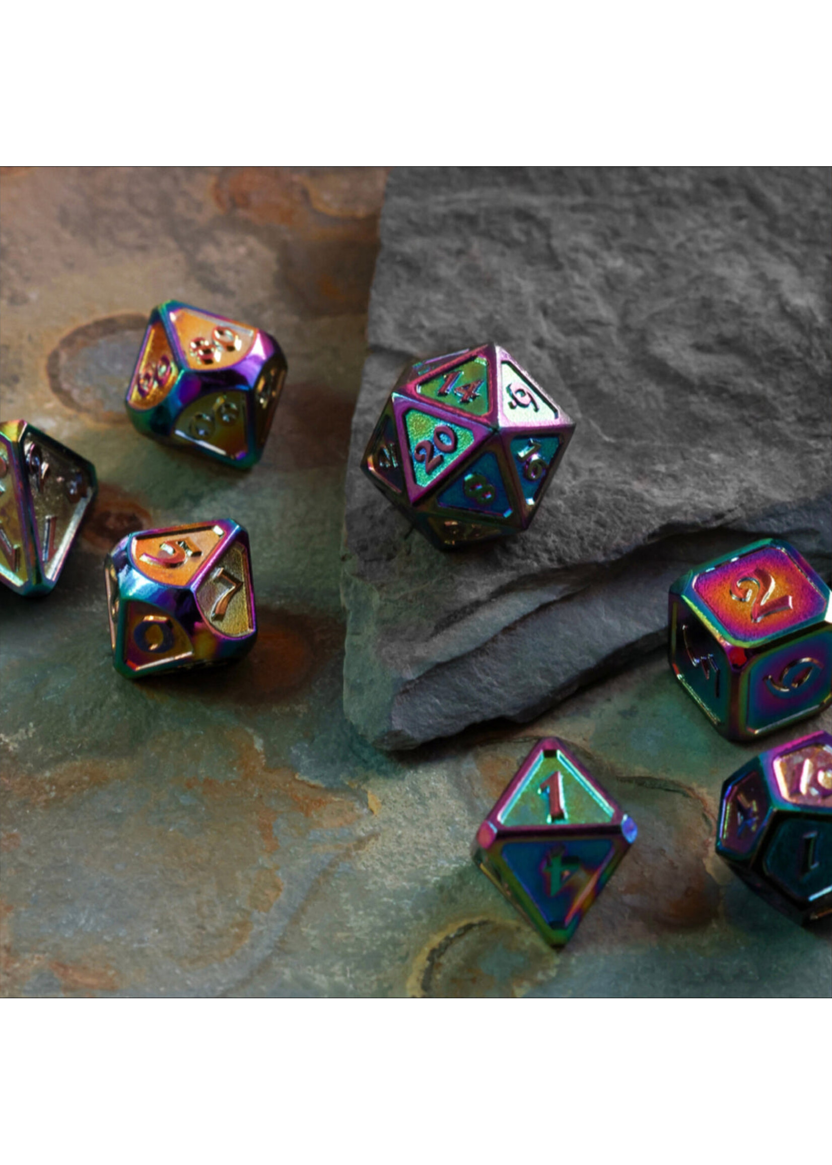 Die Hard Dice 7pc Metal RPG Set - Mythica Scorched Rainbow