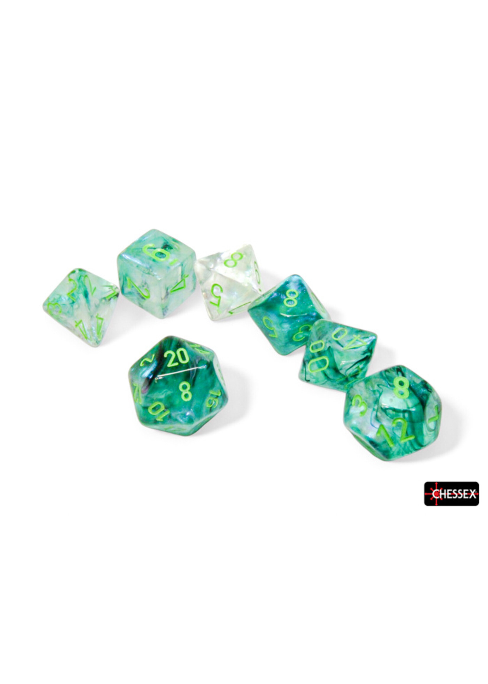 Chessex Chessex Dice 7-Set Borealis: Kelp / Light Green Luminary Set