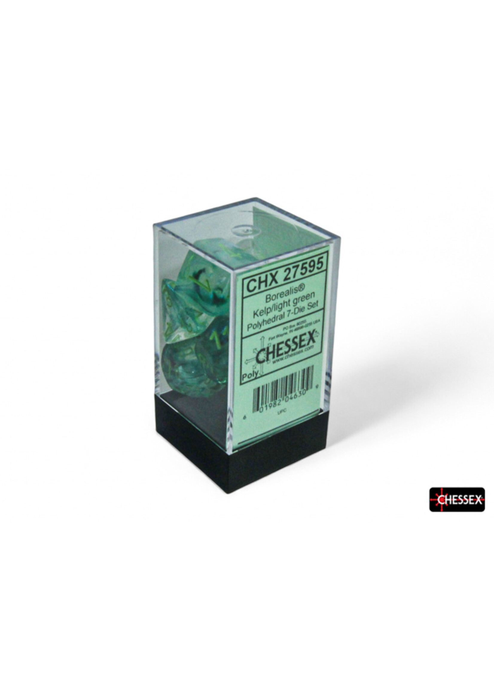 Chessex Chessex Dice 7-Set Borealis: Kelp / Light Green Luminary Set