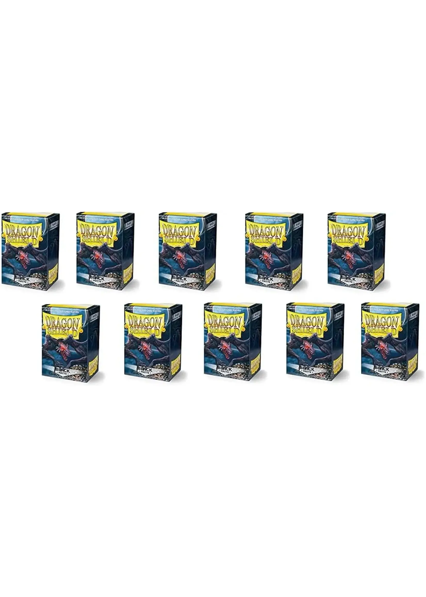 Dragon Shield Dragon Shield Standard-Size Matte Sleeves Black Bundle(10  Packs of 100 Sleeves Each)