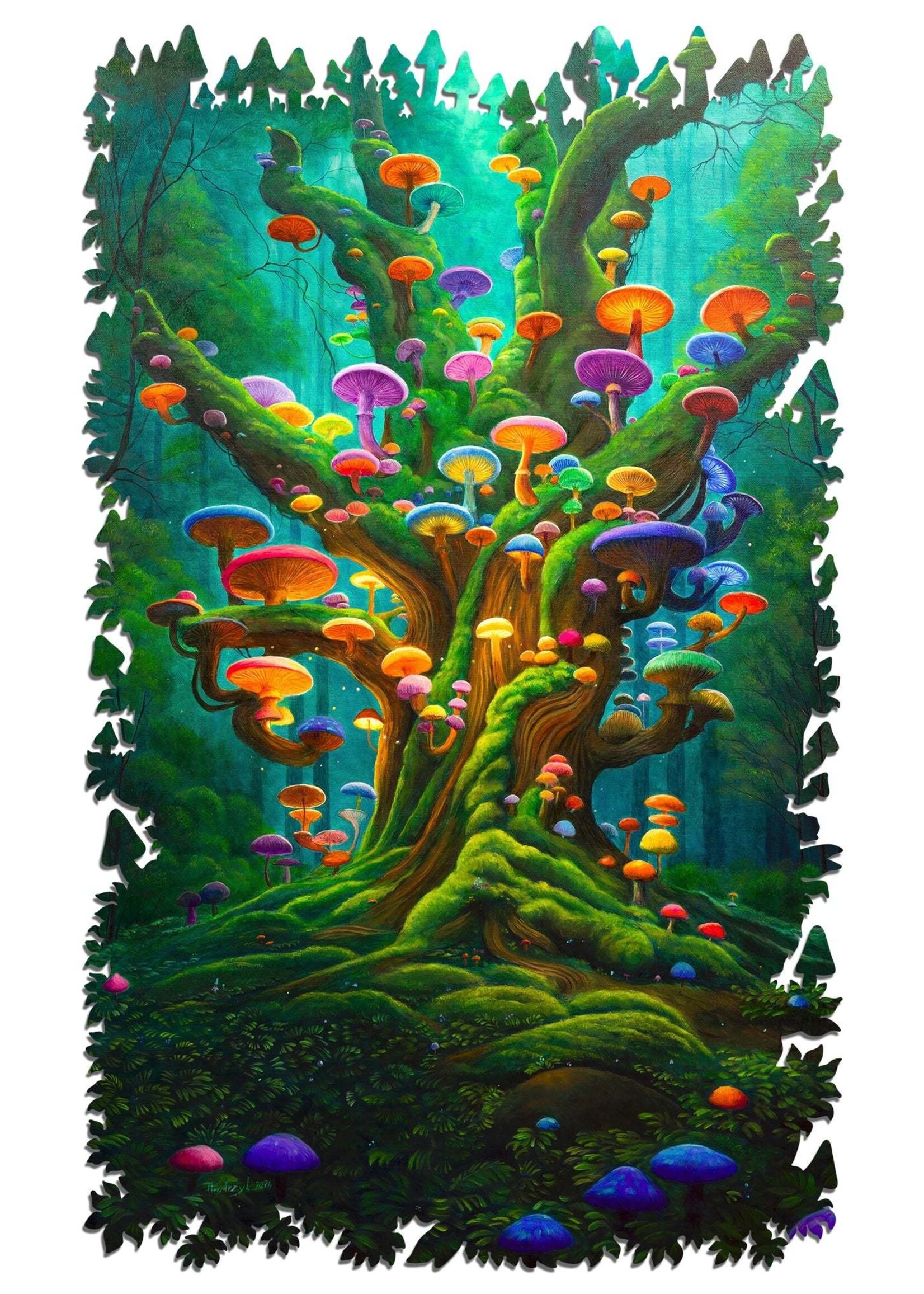 Artifact Puzzles Tomasz Pietrzyk - "Mushroom Glow" Artifact Wooden Puzzle