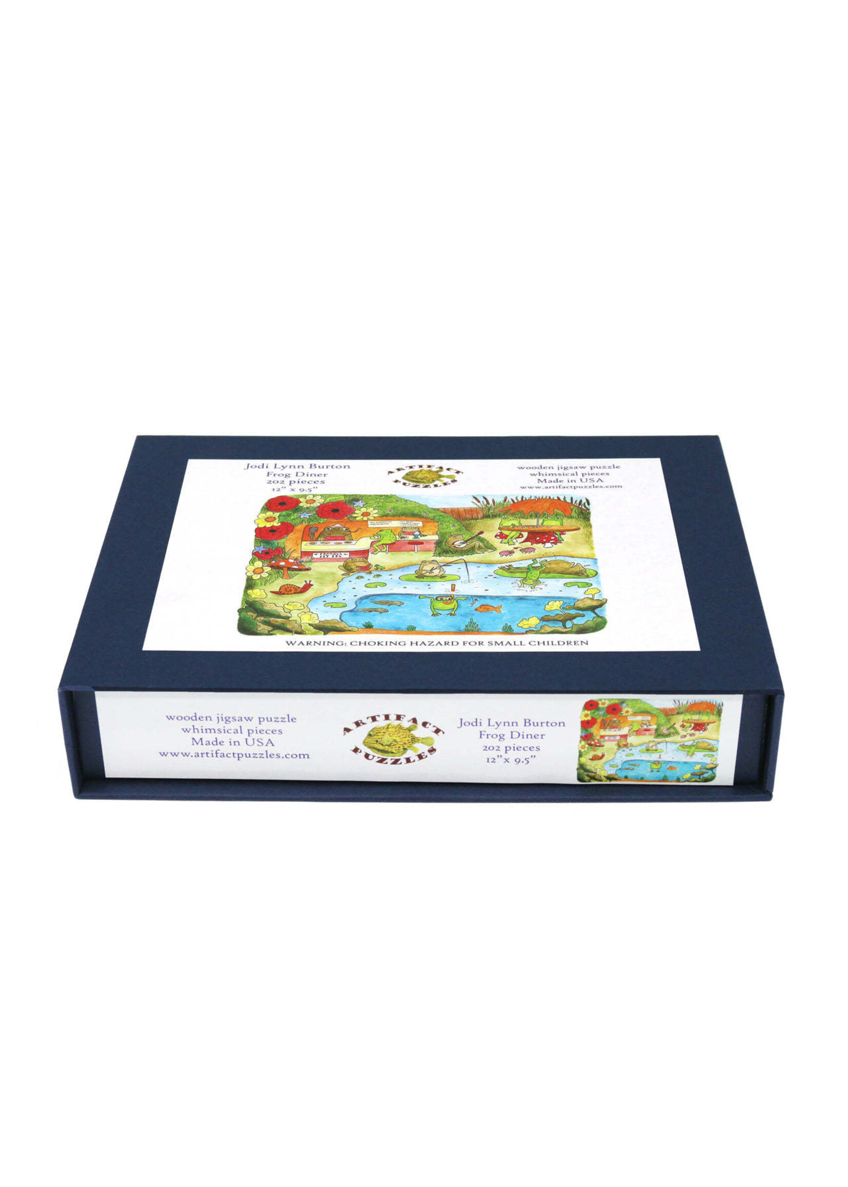 Artifact Puzzles Jodi Lynn Burton "Frog Diner" Wooden Jigsaw Puzzle
