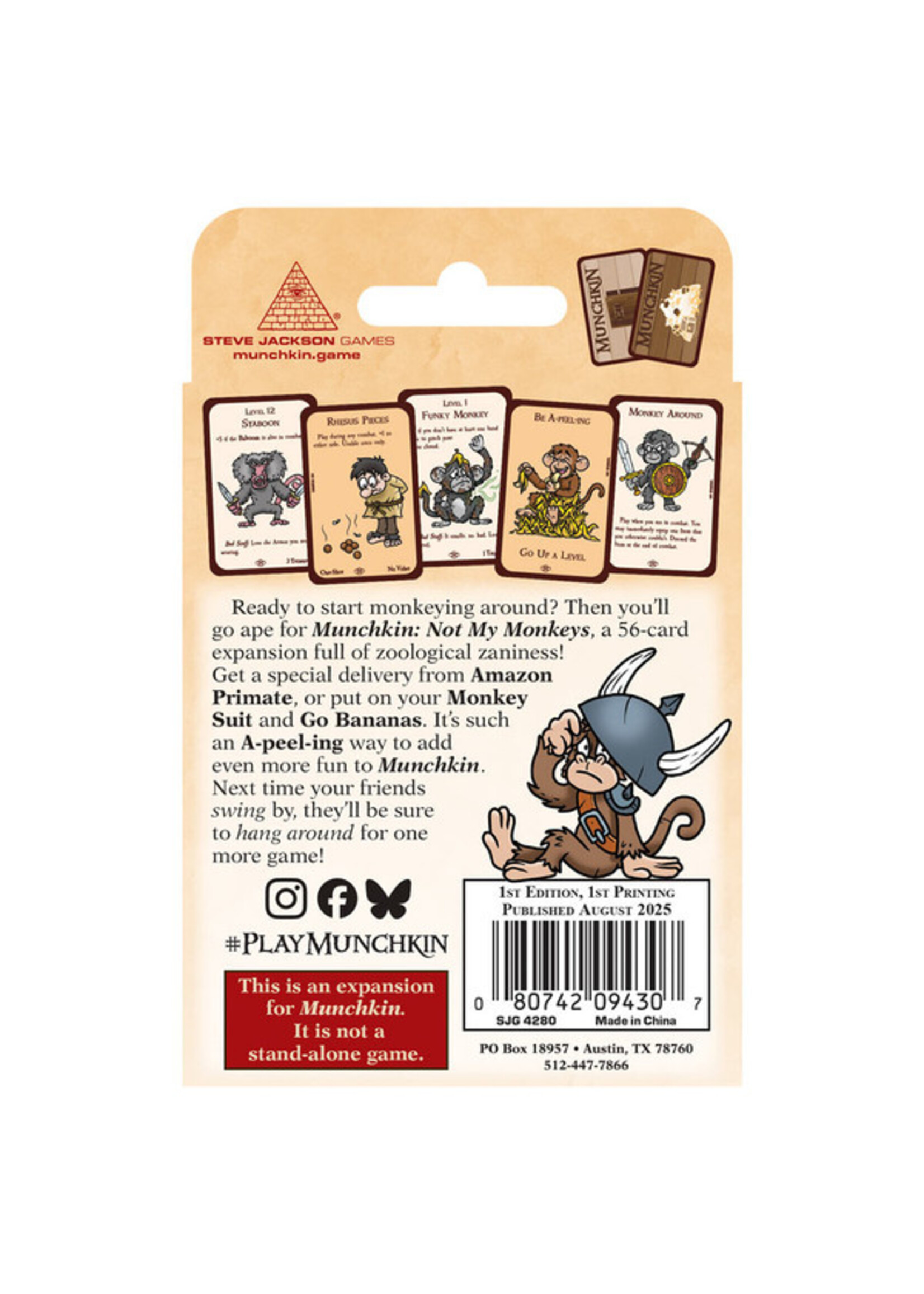Steve Jackson Games Munchkin: Not My Monkeys Expansion