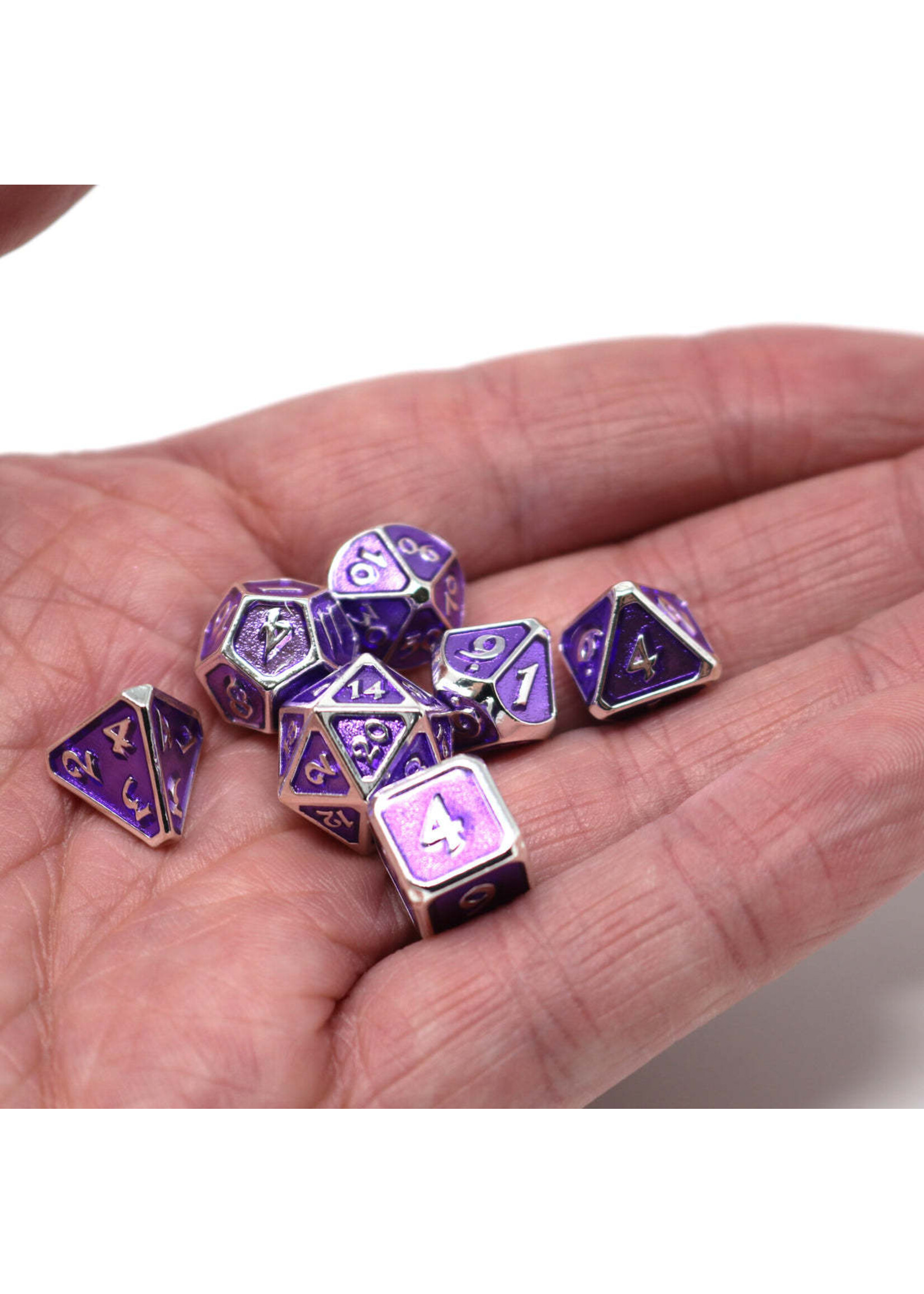 HD Dice Critlings 7pc Mini Metal RPG Set - Platinum Amethyst