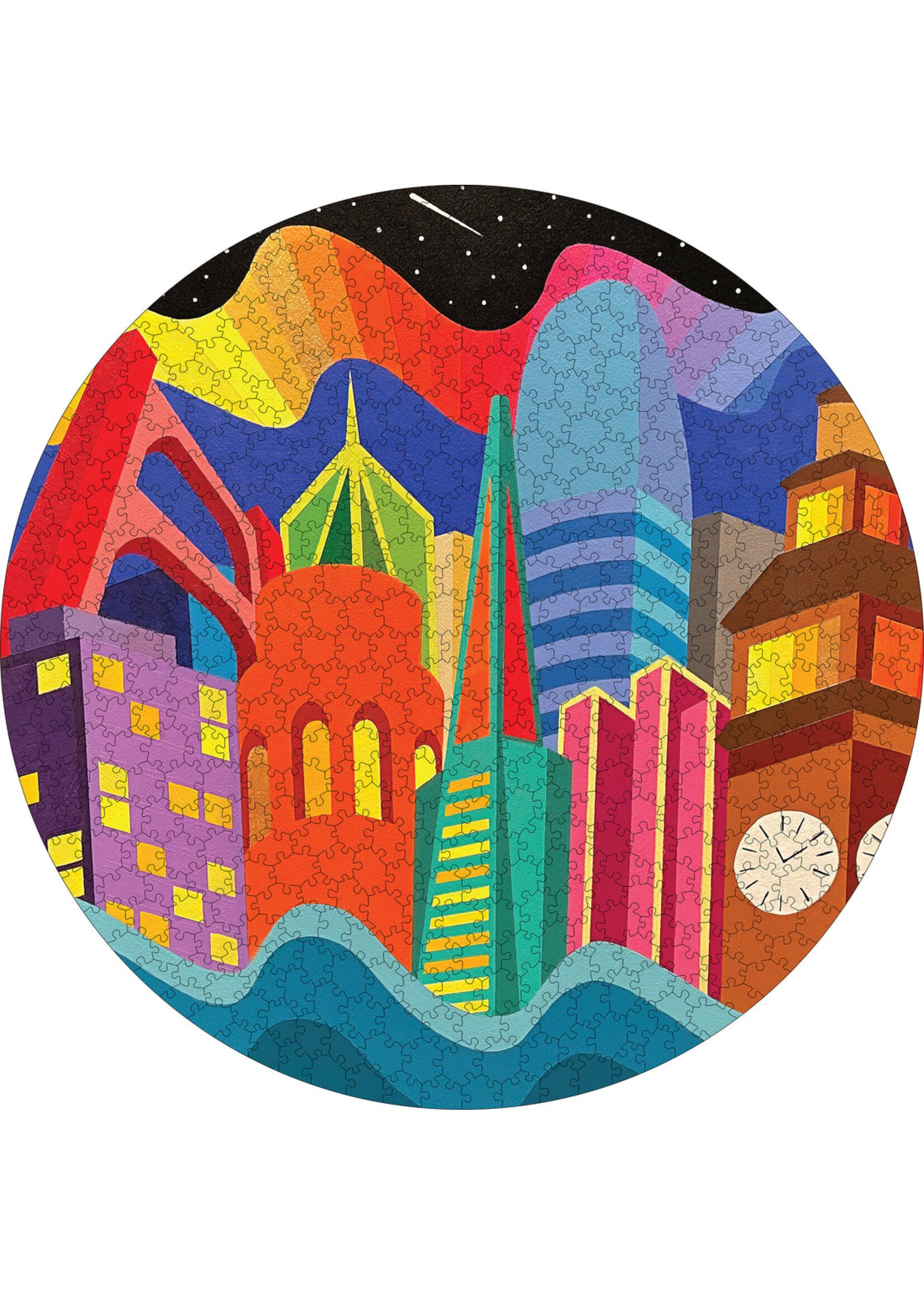 Pomegranate Jordan Herren: City Vibes 500-Piece Circular Jigsaw Puzzle