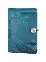 Oberon Design Oberon Small Leather Journal - Hokusai Wave - Blue
