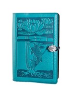 Oberon Design Oberon Large Leather Journal - Water Lily Koi - Teal