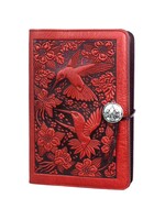 Oberon Design Oberon Small Leather Journal - Hummingbird - Red