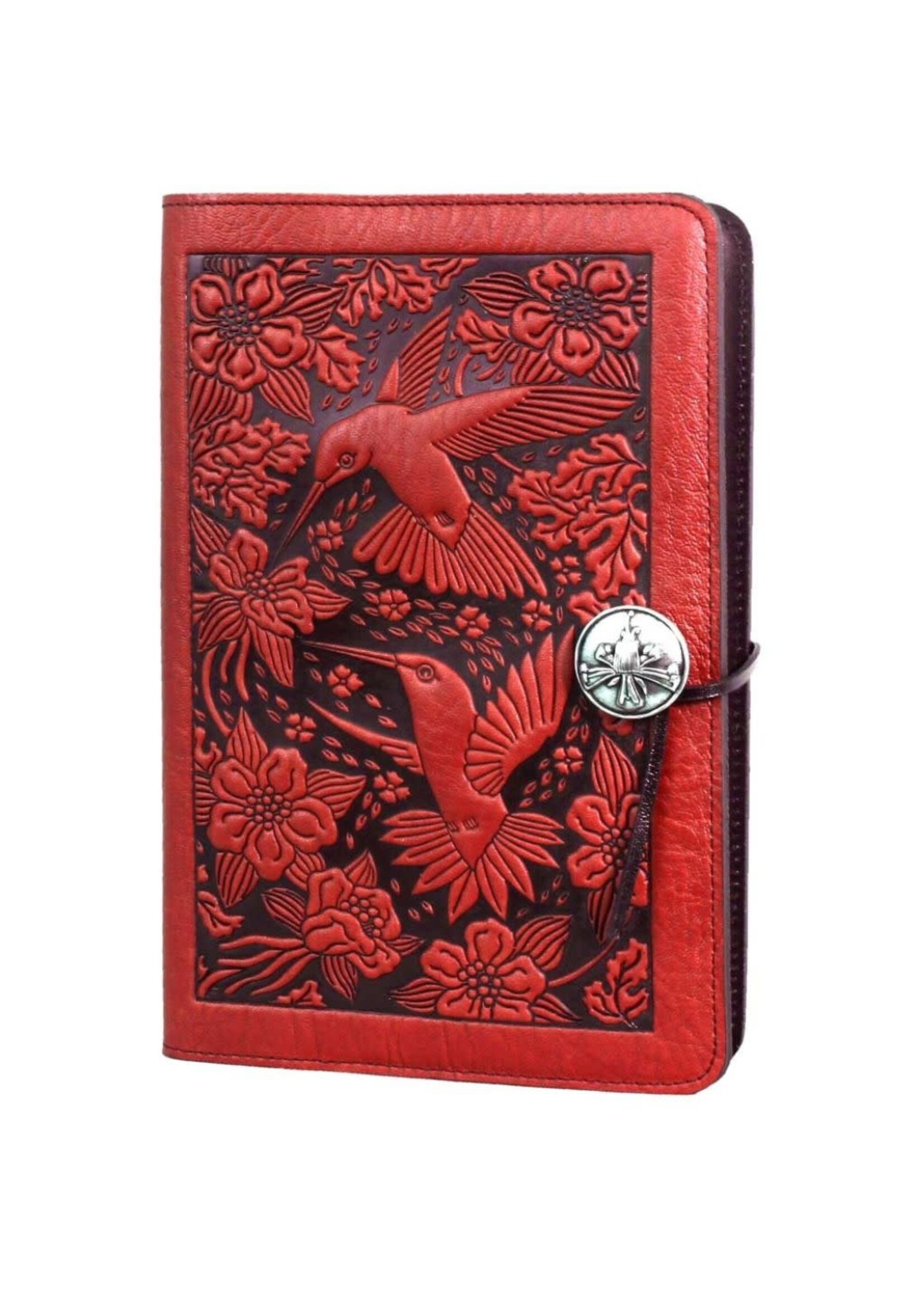 Oberon Design Oberon Small Leather Journal - Hummingbird - Red