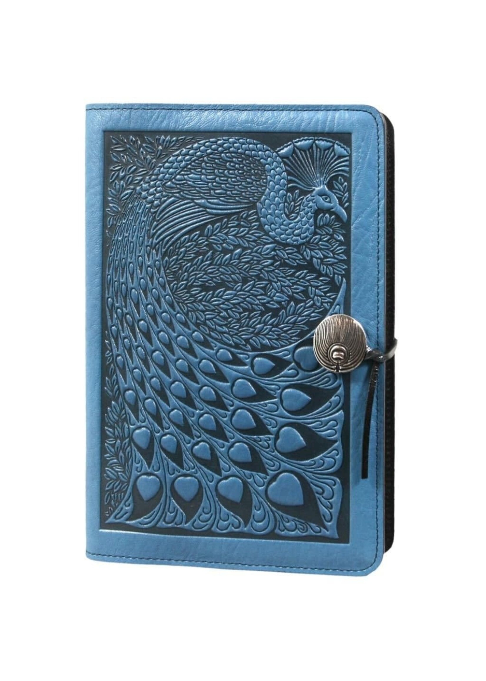 Oberon Design Oberon Small Leather Journal - Peacock - Blue