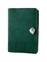 Oberon Design Oberon Large Leather Journal - Fallen Leaves - Green