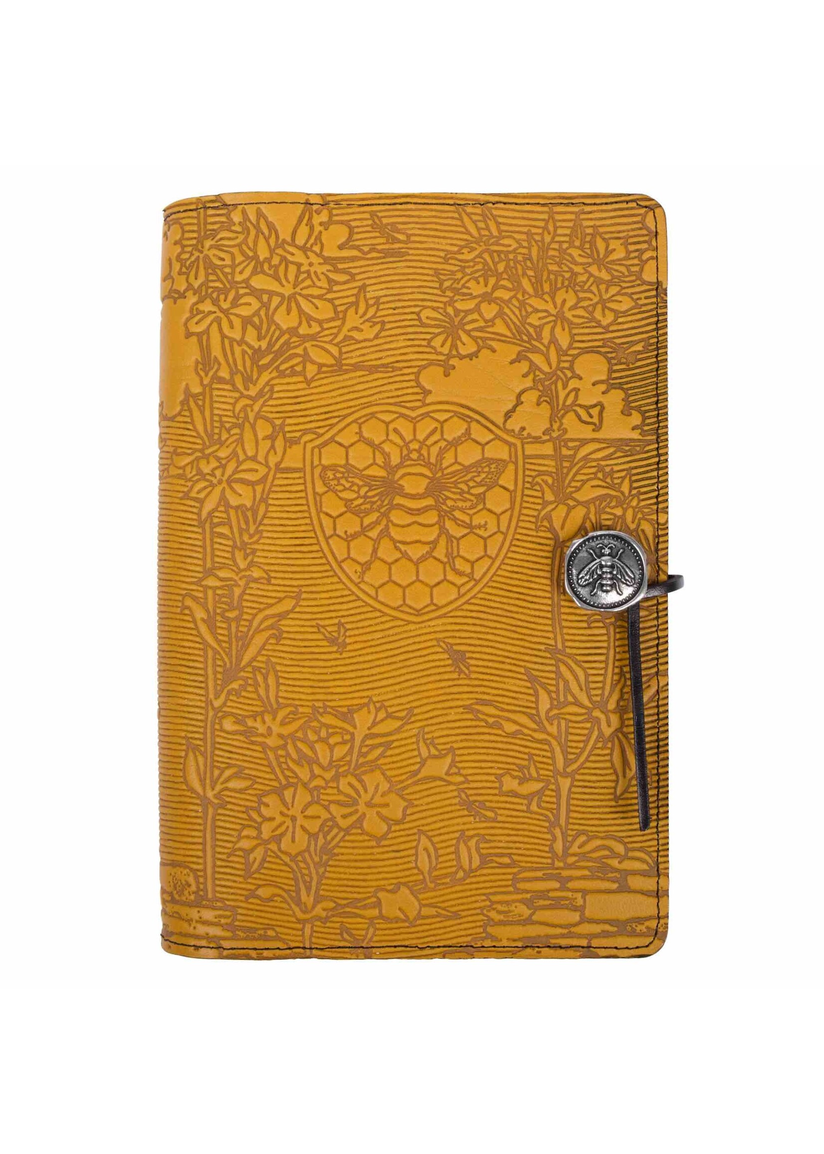Oberon Design Oberon Small Leather Journal - Bee Garden - Marigold Yellow