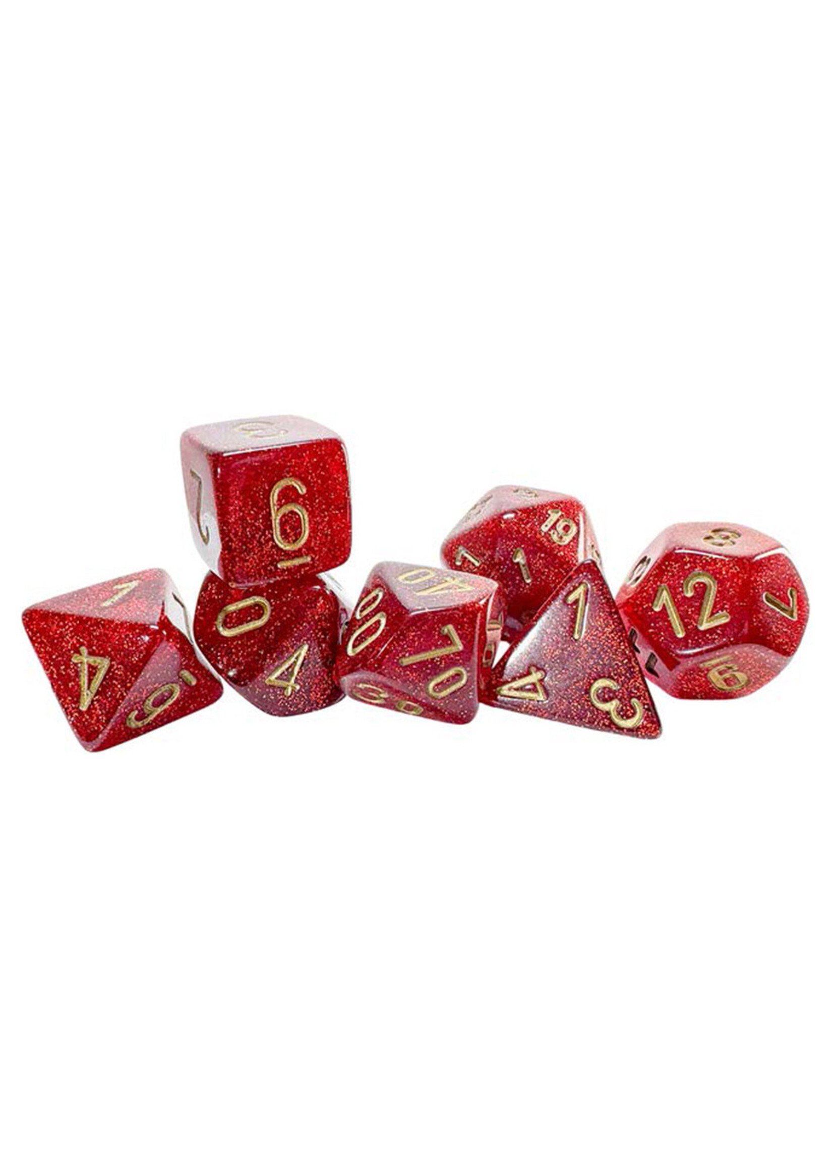 Chessex Chessex Dice 7-Set Mega Hedral: Glitter Ruby/Gold