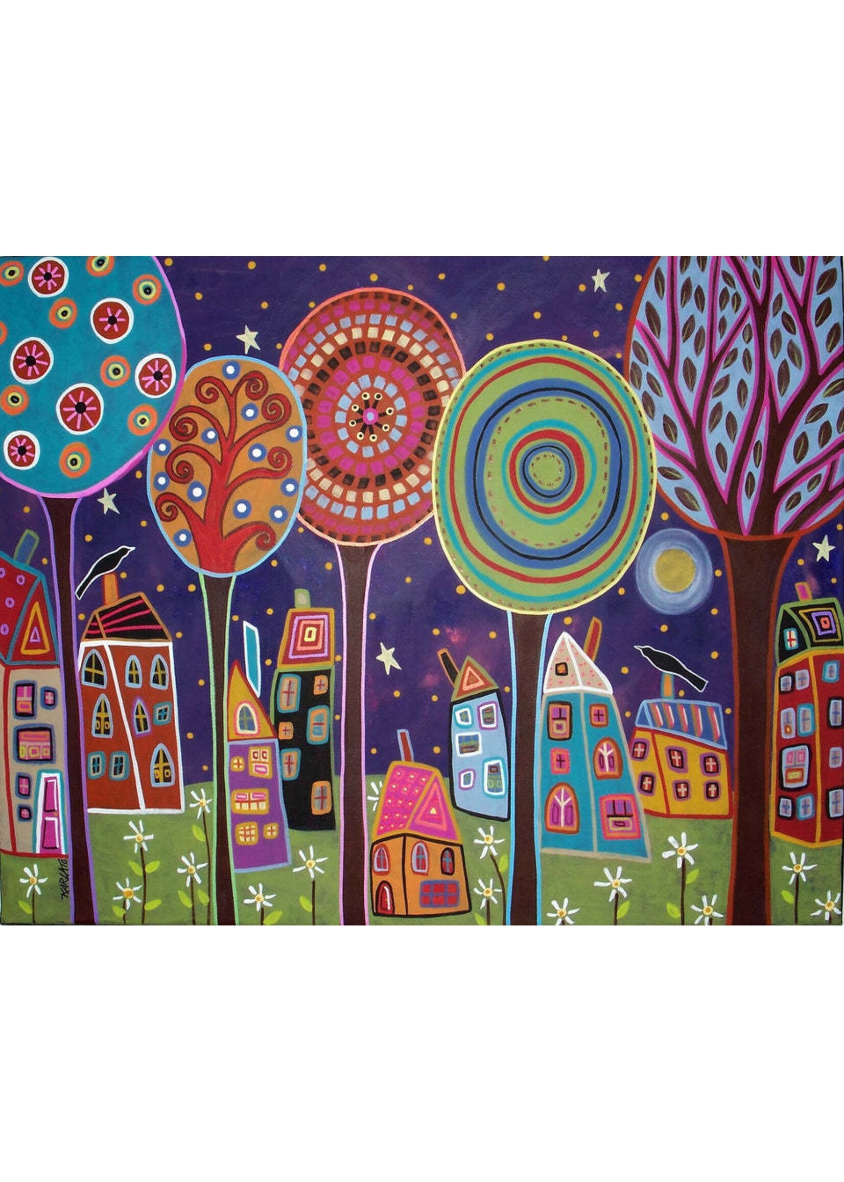 Artifact Puzzles Karla Gerard "Night Village" Artifact Wooden Jigsaw Puzzle