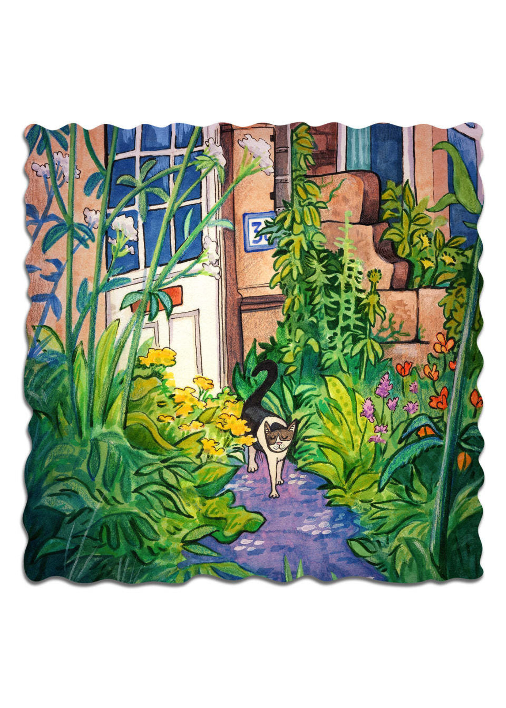 Artifact Puzzles Samuel Hayward "Cat in Garden" Artifact Wooden Jigsaw Puzzle