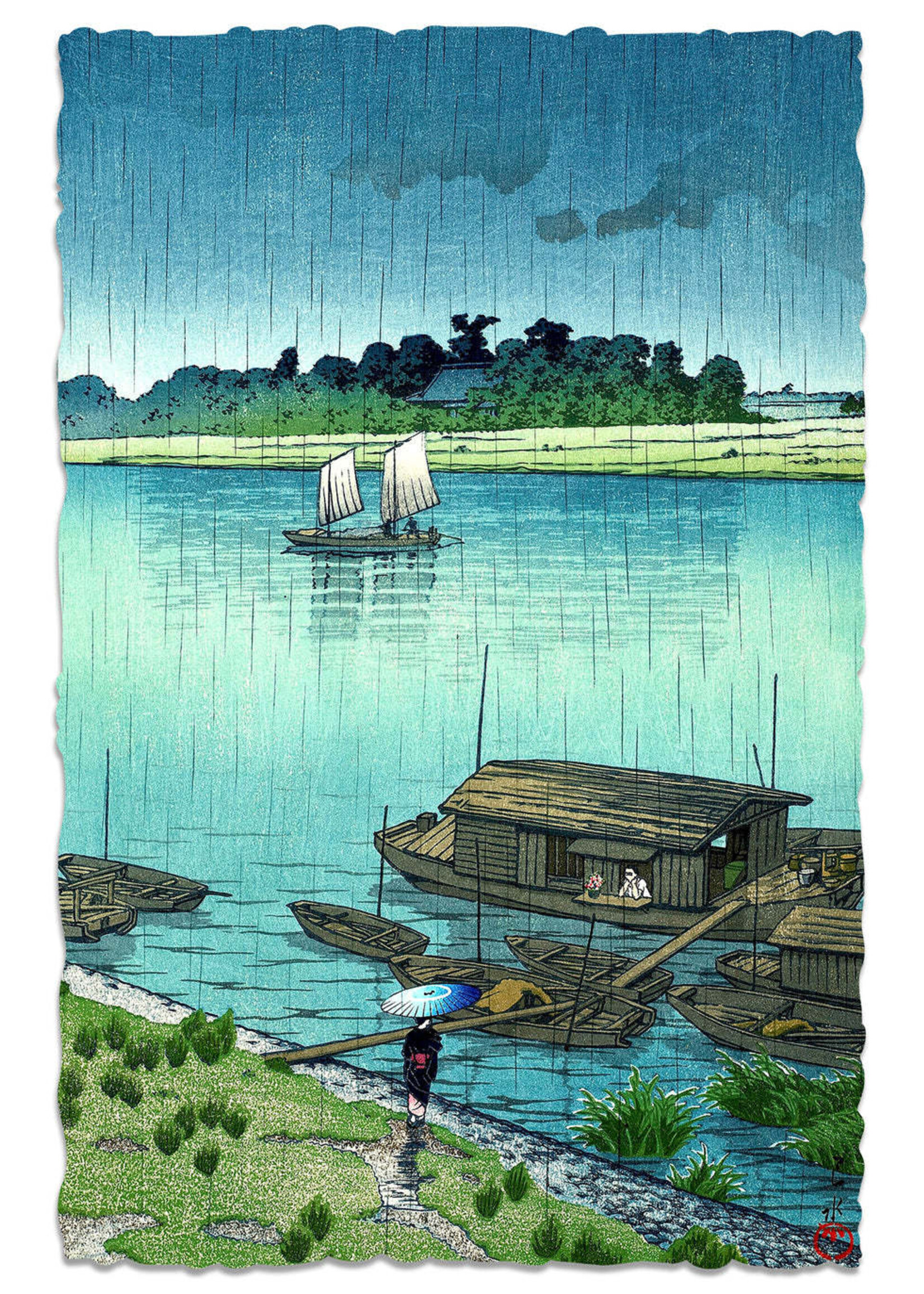 Artifact Puzzles Kawase Hasui "Early Summer Rain" Artifact Wooden Jigsaw Puzzle